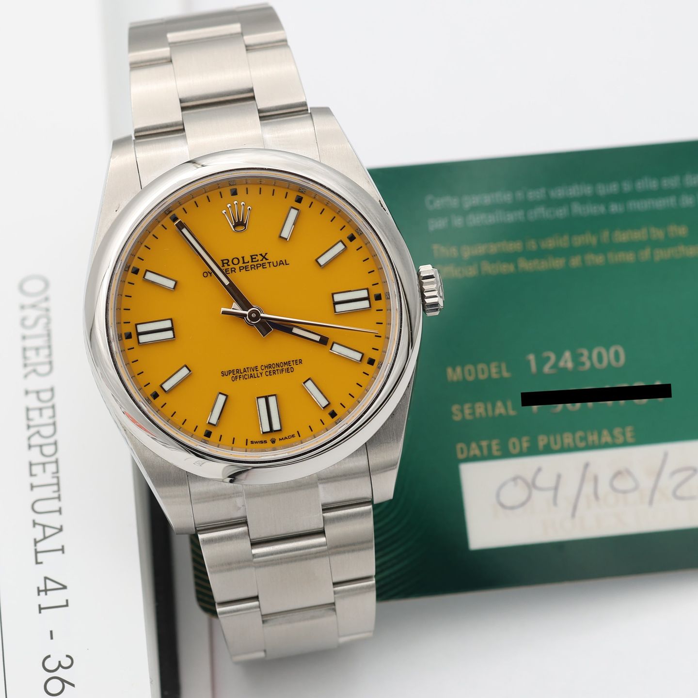Rolex Oyster Perpetual 41 124300 (2021) - Yellow dial 41 mm Steel case (5/8)