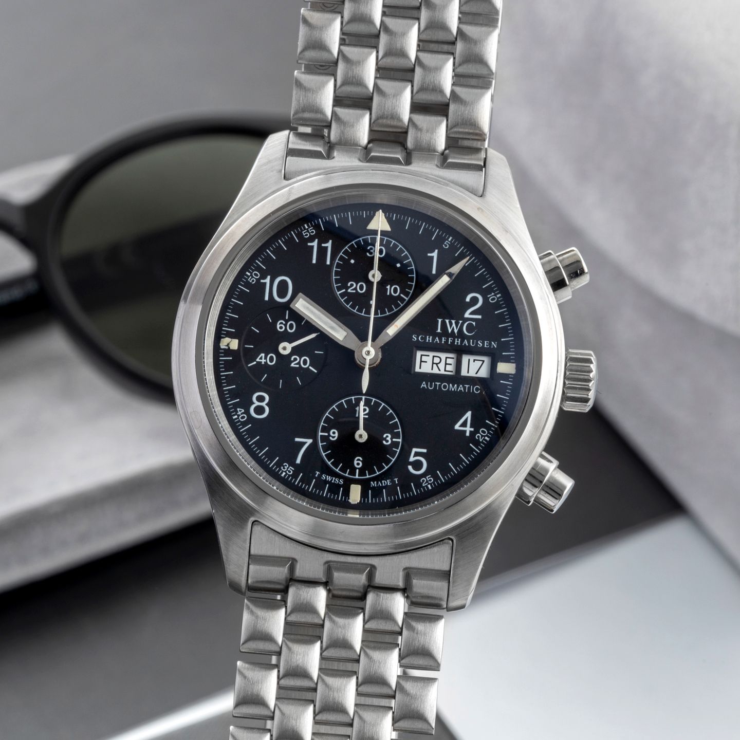 IWC Pilot Chronograph IW370605 (2000) - Zwart wijzerplaat 39mm Staal (3/8)