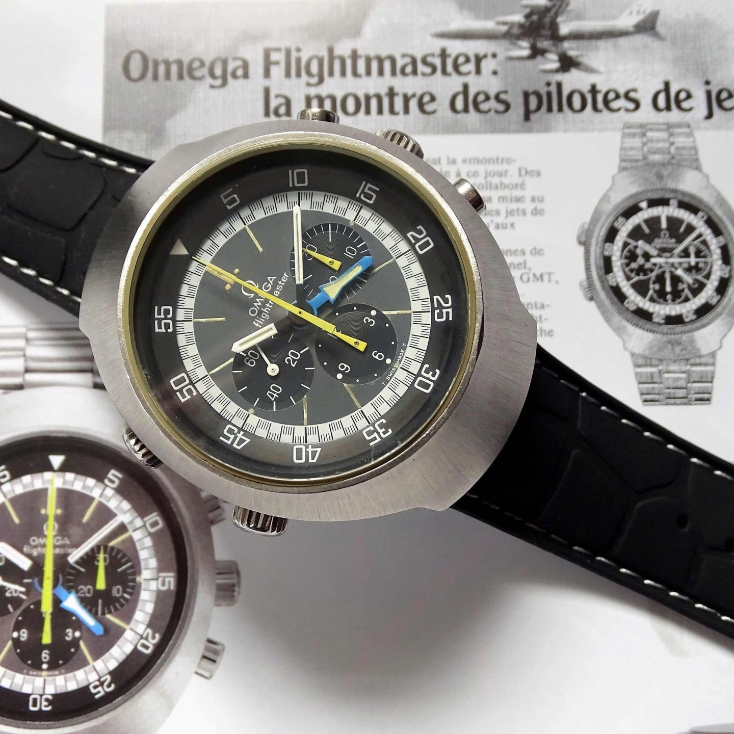 Omega Flightmaster 145.036 (1971) - Zwart wijzerplaat 43mm Staal (1/8)