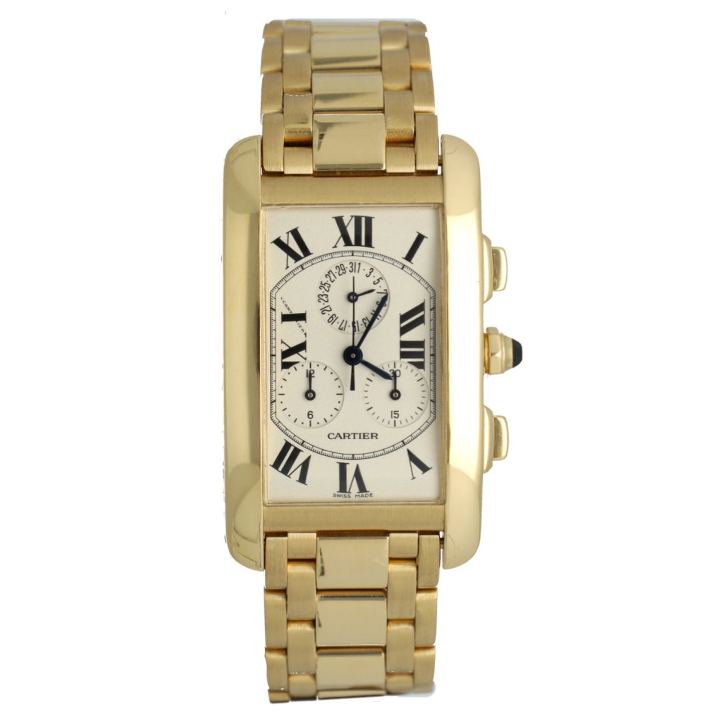 Cartier Tank Américaine 1730 (1999) - White dial 26 mm Yellow Gold case (2/7)