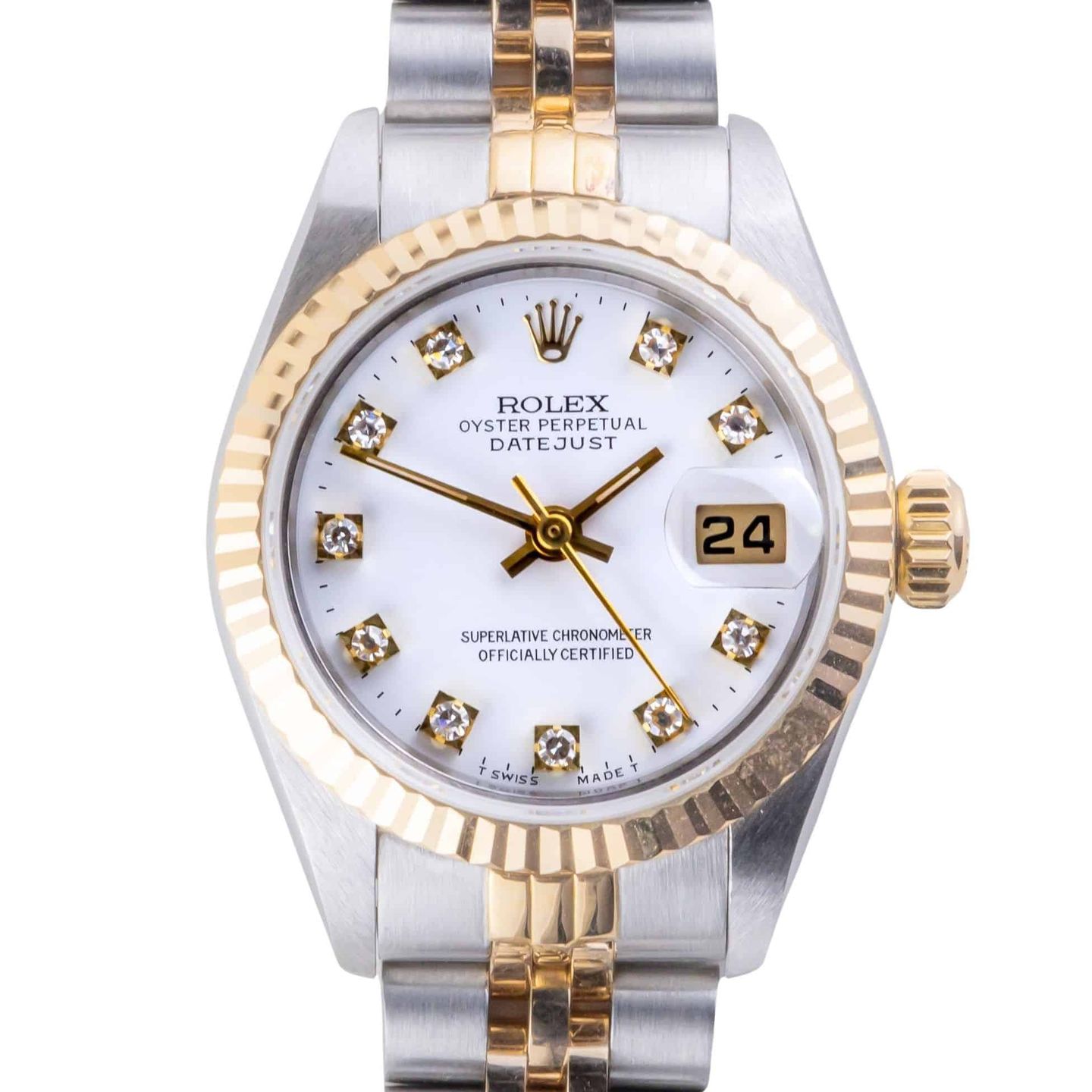 Rolex Lady-Datejust 69173 (1990) - White dial 26 mm Gold/Steel case (3/8)