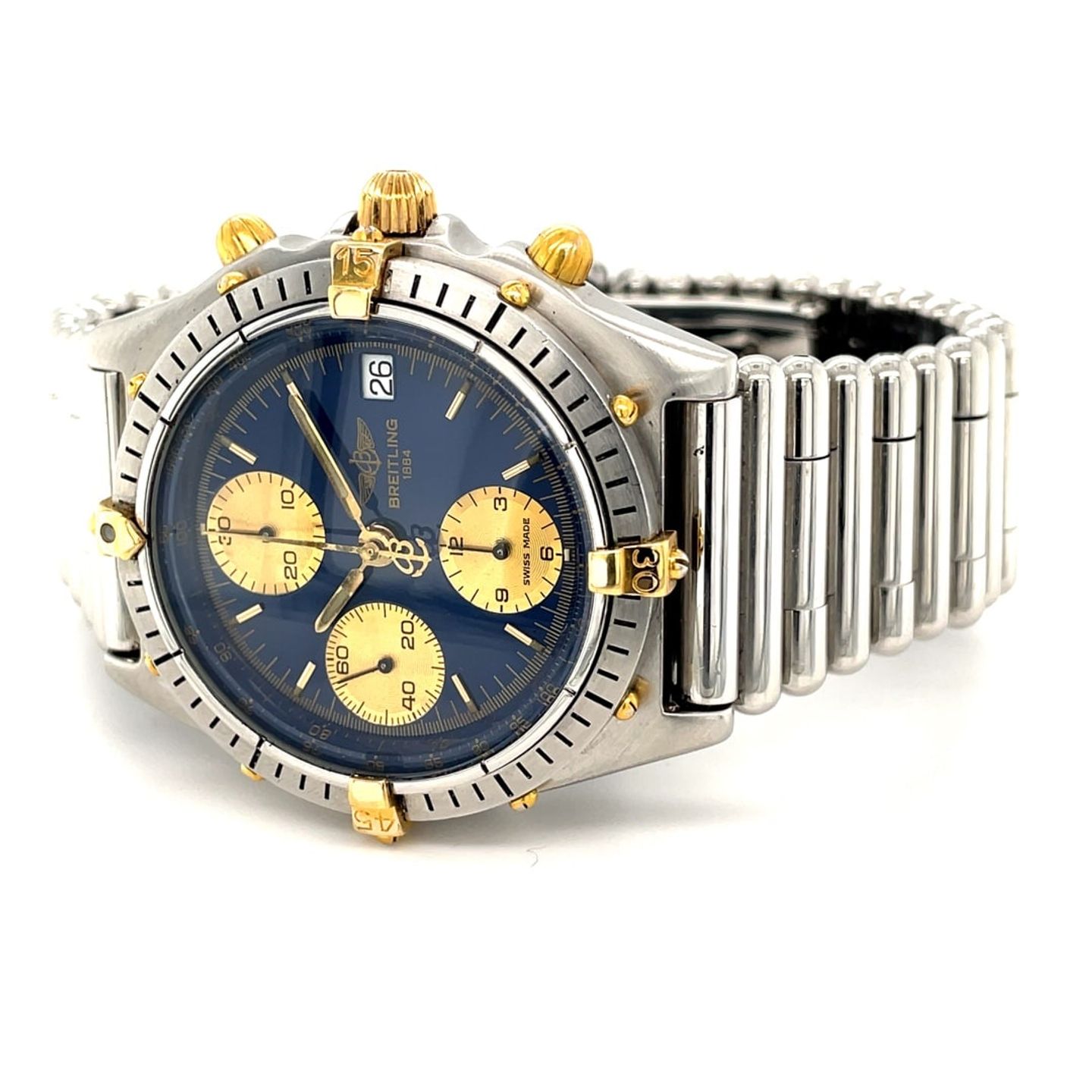 Breitling Chronomat Breitling Chronomat (Unknown (random serial)) - Blue dial 39 mm Gold/Steel case (7/8)
