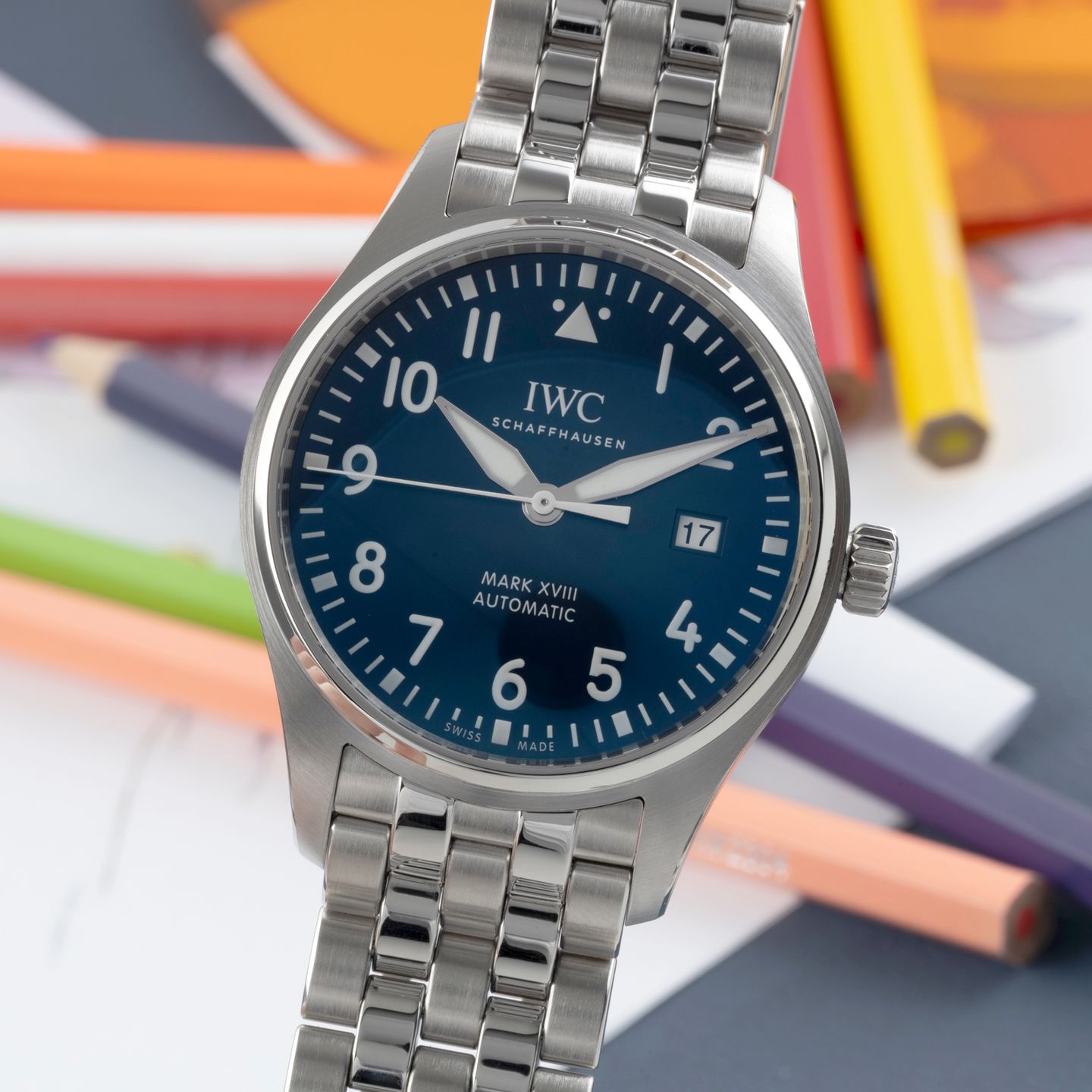 IWC Pilot Mark IW327014 (Onbekend (willekeurig serienummer)) - Blauw wijzerplaat 40mm Staal (3/8)