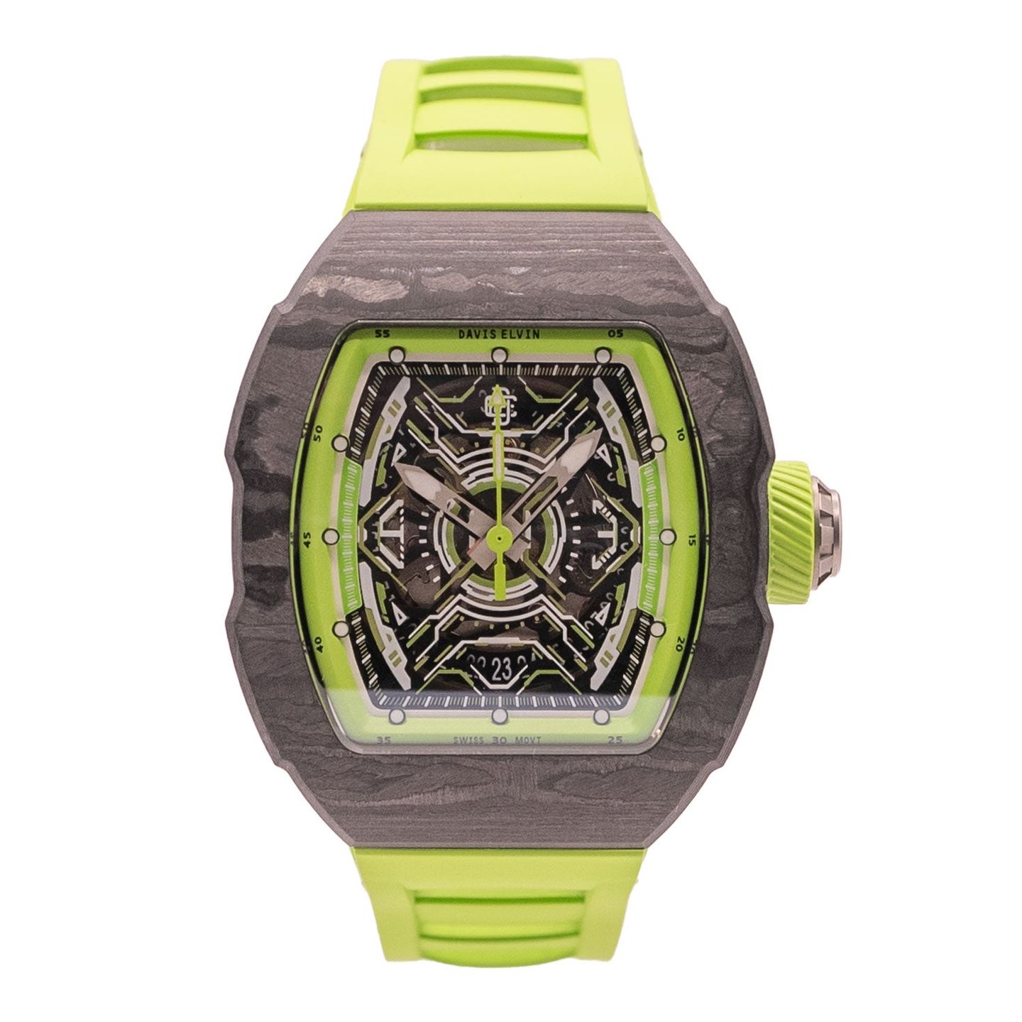 Davis Elvin DR05-X3 (Onbekend (willekeurig serienummer)) - Transparant wijzerplaat 40mm Titanium (1/5)