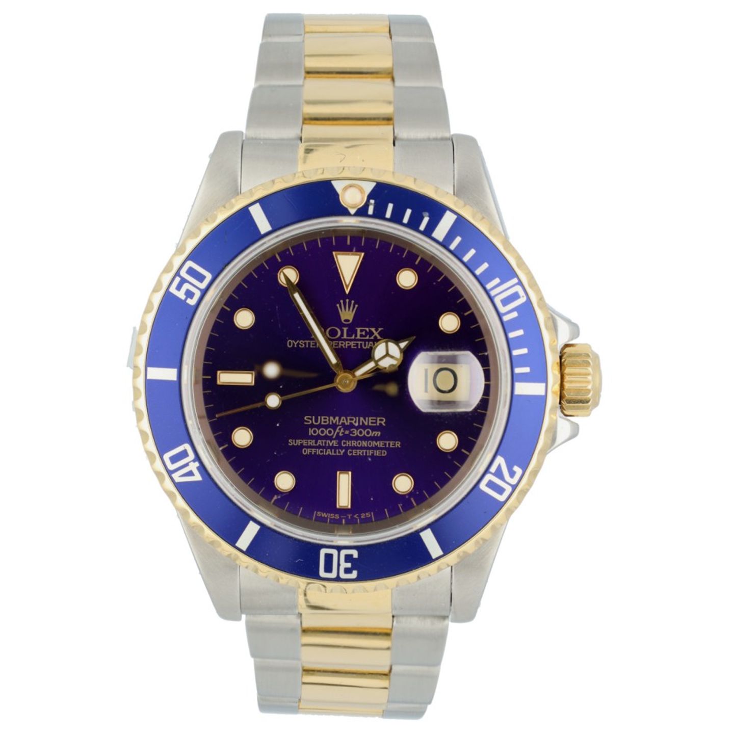 Rolex Submariner Date 16613 (1991) - Purple dial 40 mm Gold/Steel case (2/6)