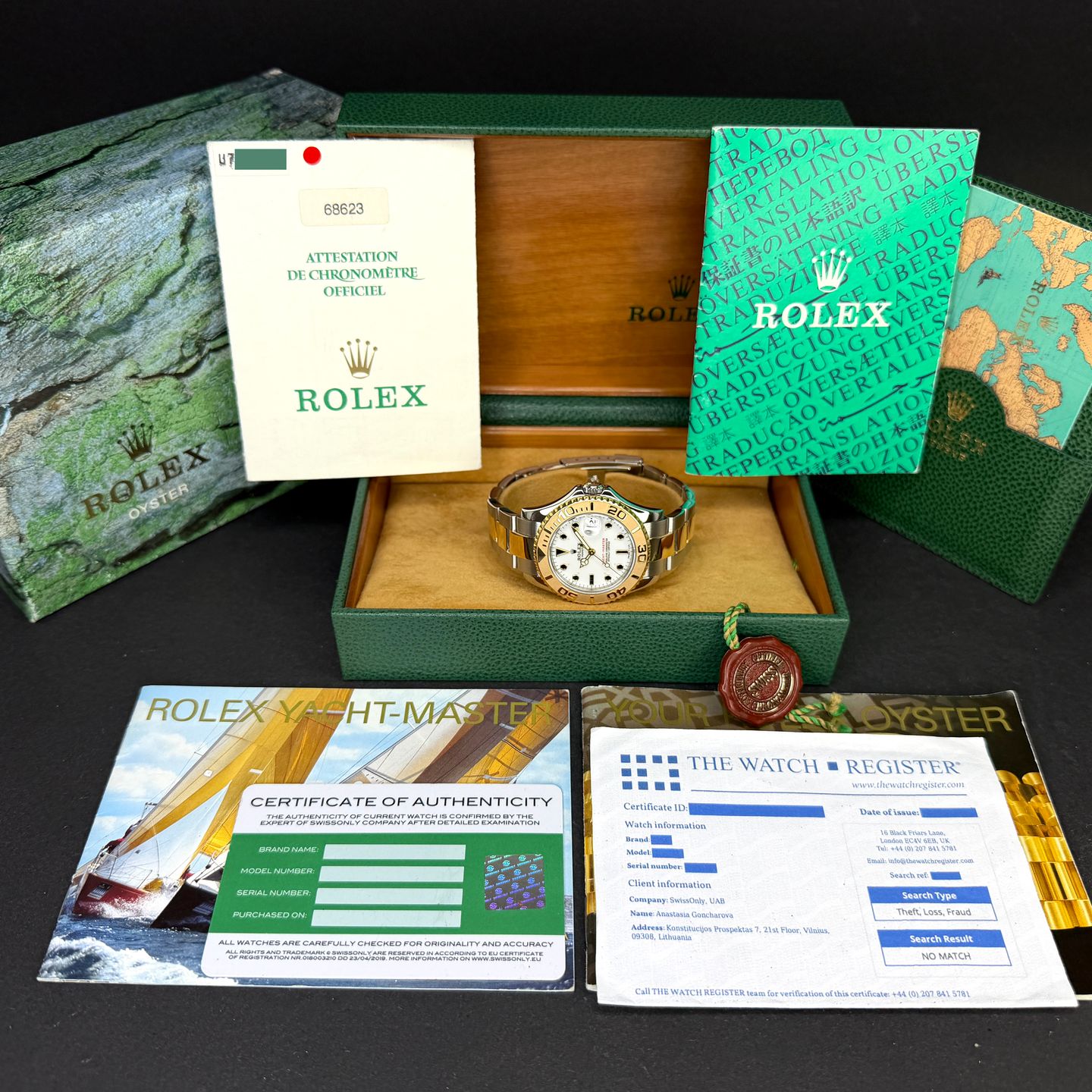 Rolex Yacht-Master 68623 (1998) - Wit wijzerplaat 35mm Goud/Staal (3/8)