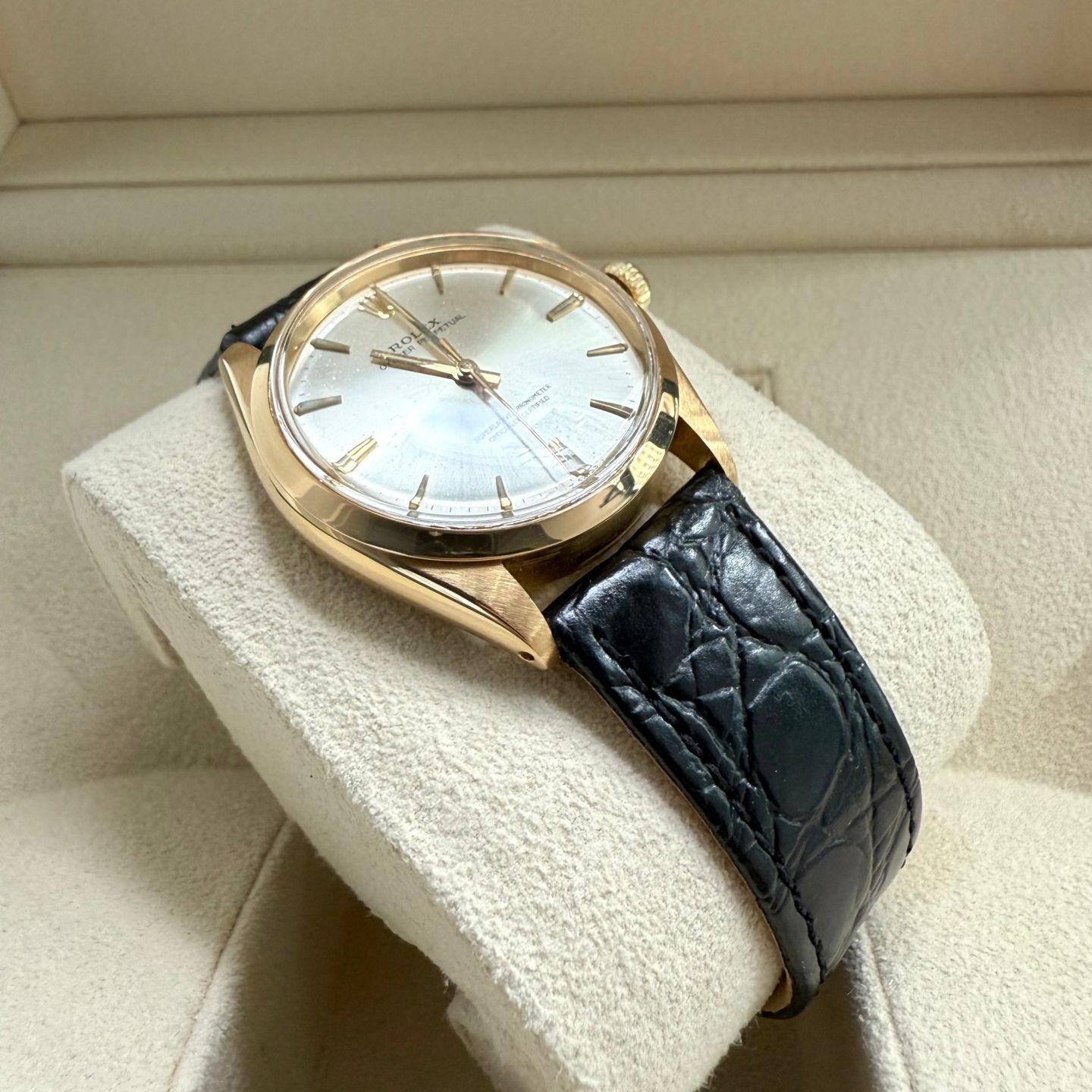 Rolex Oyster Perpetual 1002 (1966) - Silver dial 34 mm Yellow Gold case (5/14)