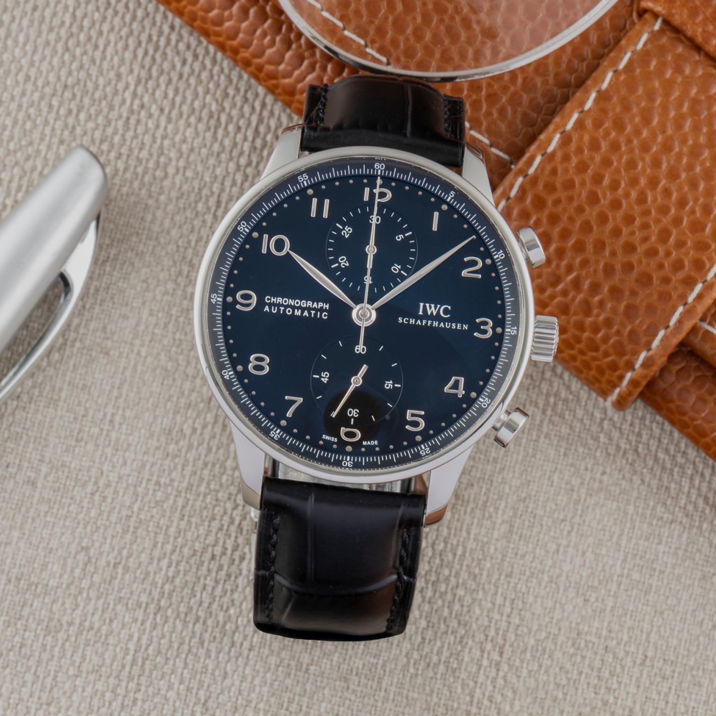 IWC Portuguese Chronograph IW371447 (Onbekend (willekeurig serienummer)) - Zwart wijzerplaat 41mm Staal (1/8)