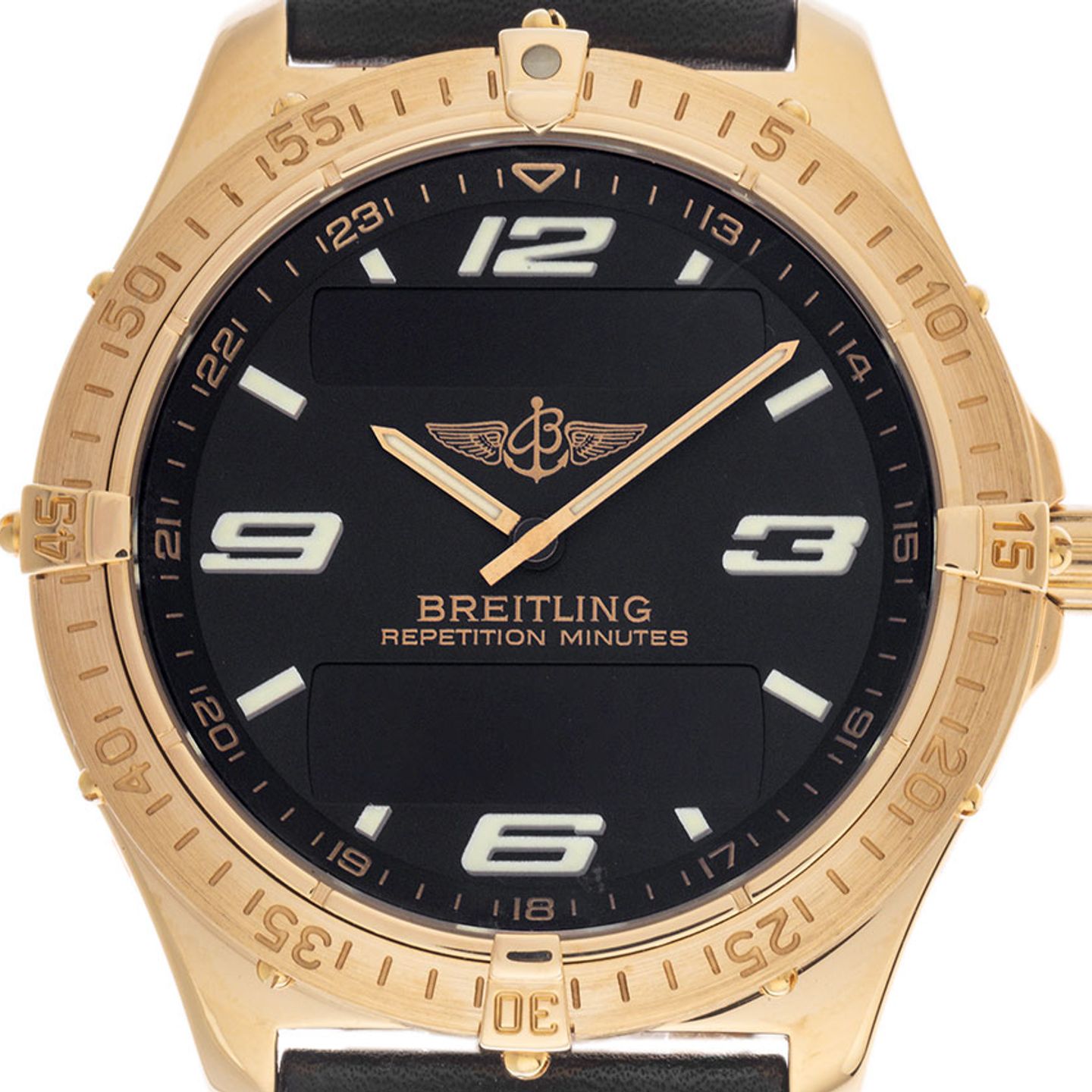 Breitling Aerospace K65362  (2002) - Zwart wijzerplaat 40mm Geelgoud (1/6)