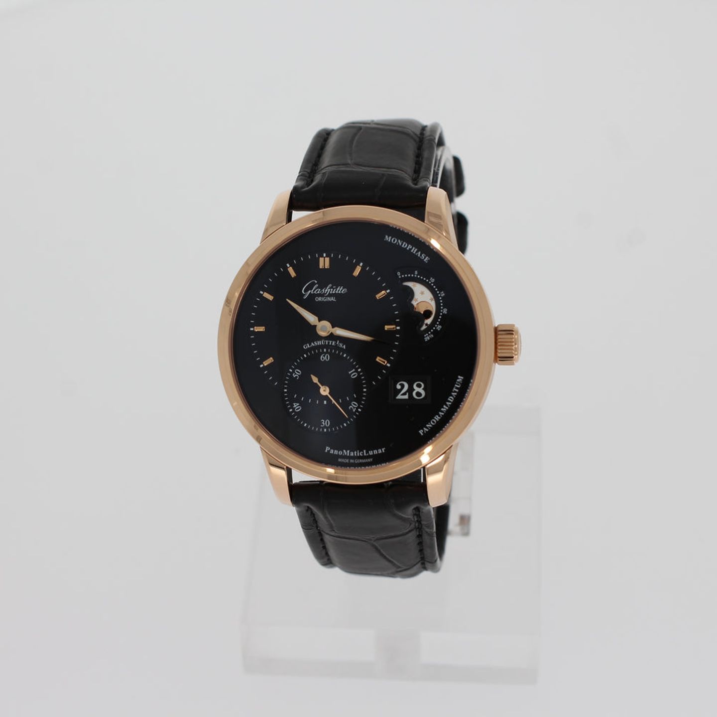 Glashütte Original PanoMaticLunar 1-90-02-49-35-01 (2024) - Black dial 40 mm Red Gold case (1/3)