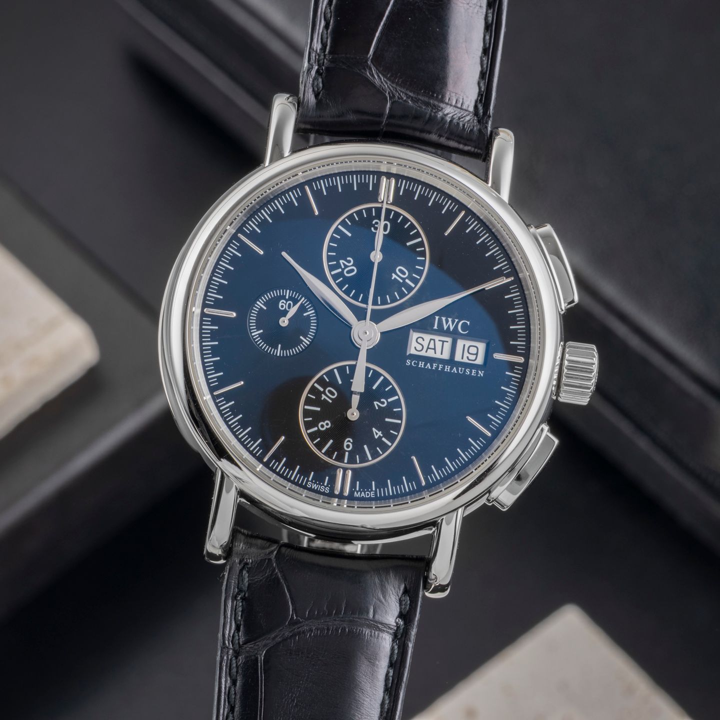 IWC Portofino Chronograph IW378303 (Unknown (random serial)) - Black dial 41 mm Steel case (3/8)