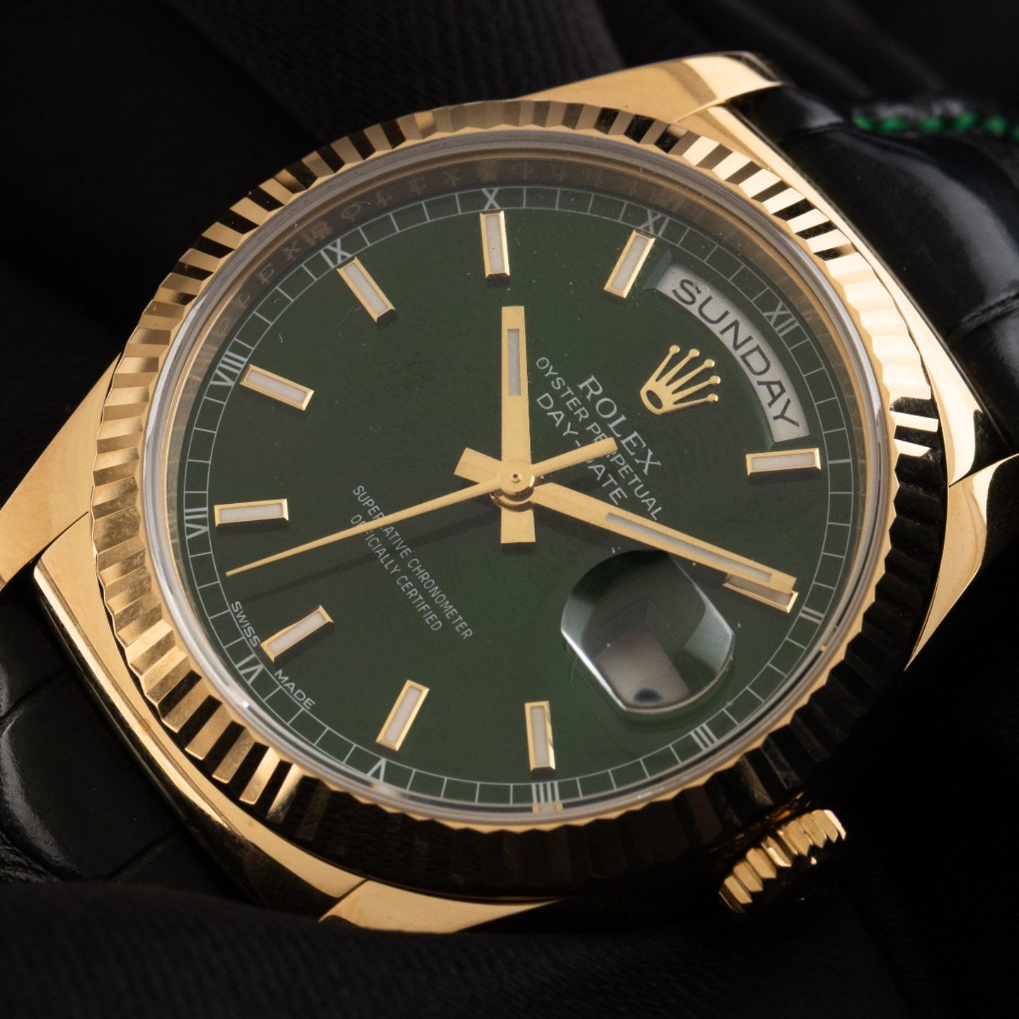 Rolex Day-Date 36 118138 (2017) - Green dial 36 mm Yellow Gold case (3/8)