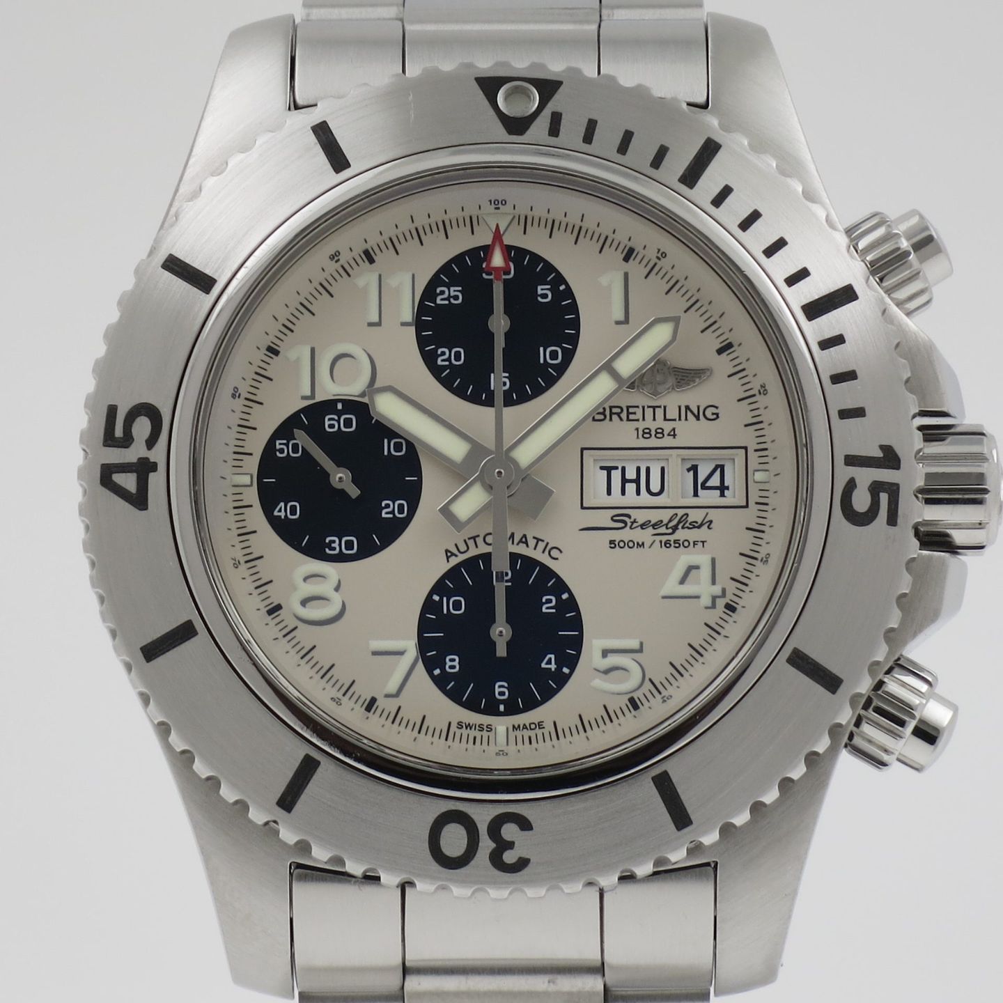 Breitling Superocean Chronograph Steelfish A13341C3.G782.162A (2015) - Zilver wijzerplaat 44mm Staal (1/4)