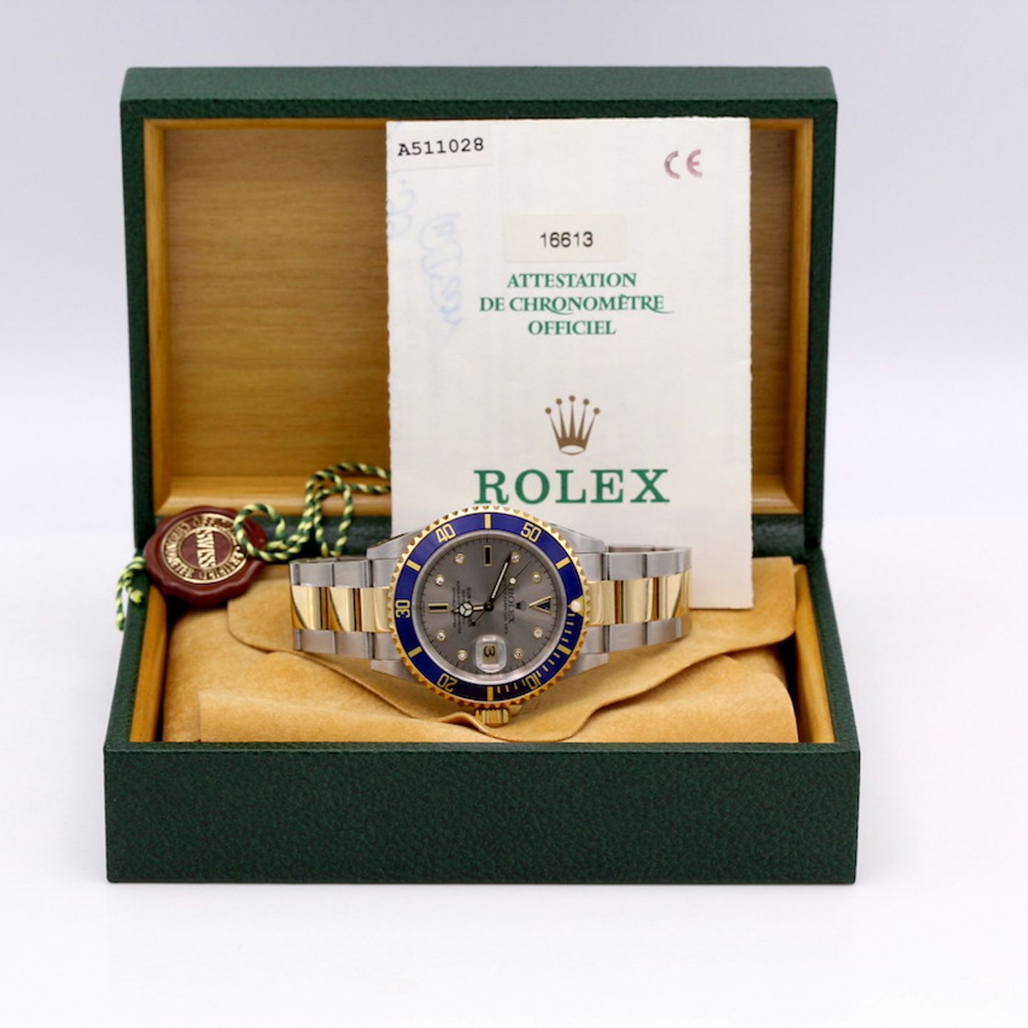 Rolex Submariner Date 16613 (1999) - Champagne wijzerplaat 40mm Goud/Staal (2/8)