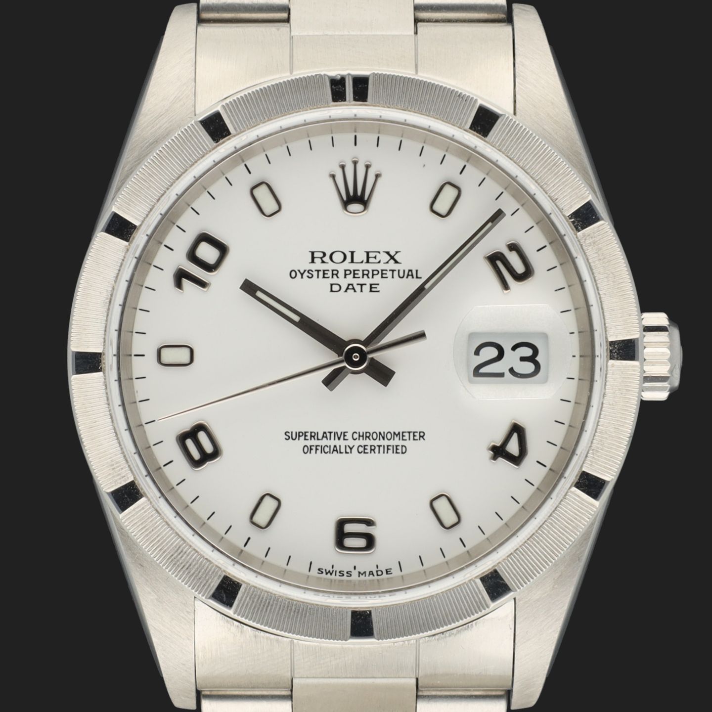 Rolex Oyster Perpetual Date 15210 (2004) - Wit wijzerplaat 34mm Staal (2/8)