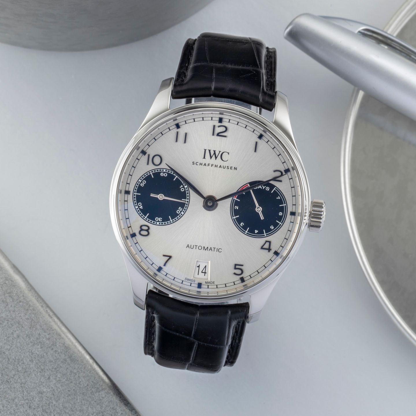 IWC Portuguese Automatic IW500706 (Onbekend (willekeurig serienummer)) - Zilver wijzerplaat 42mm Staal (1/8)
