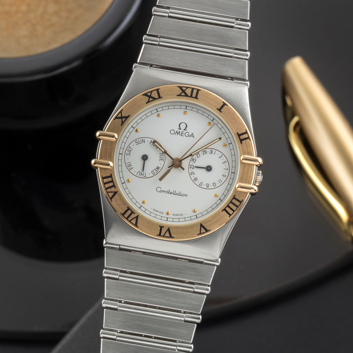 Omega Constellation 396.1070 (1986) - Wit wijzerplaat 32mm Goud/Staal (3/8)