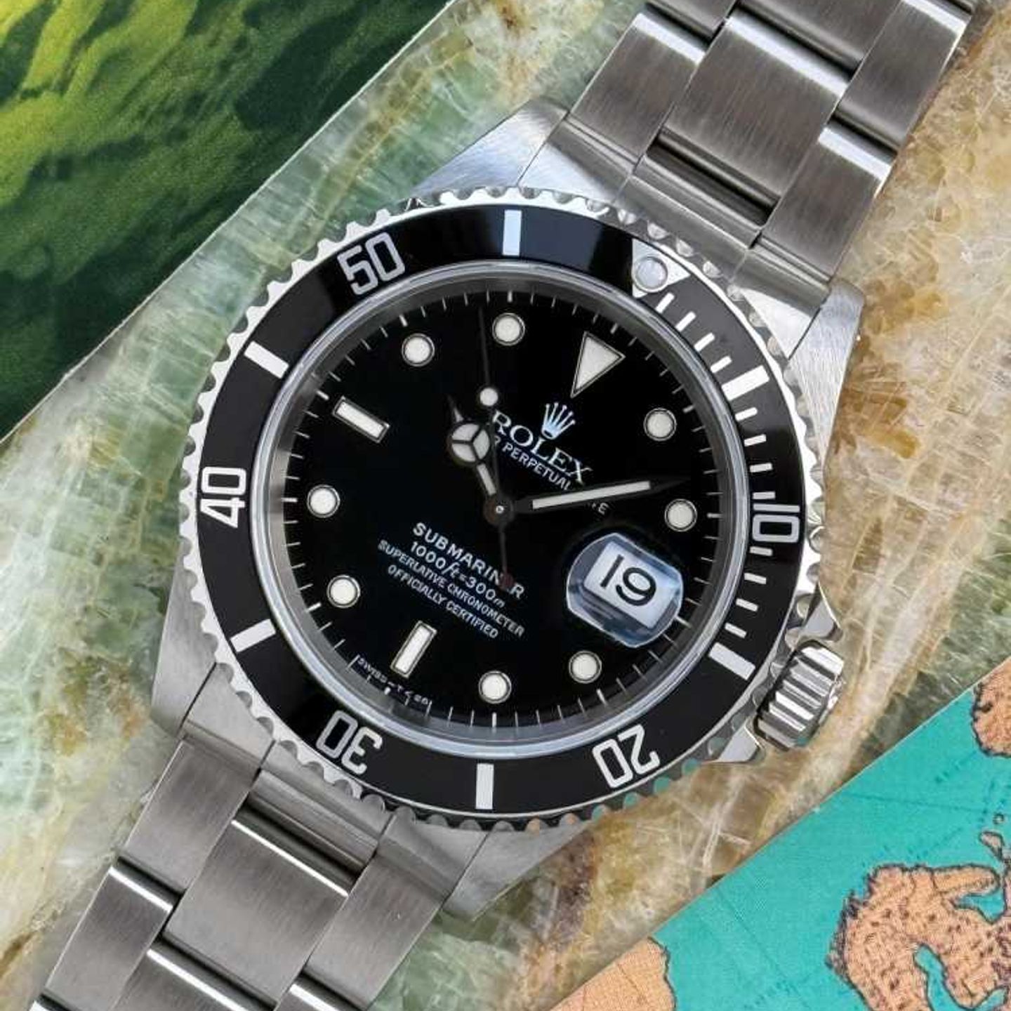 Rolex Submariner Date 16610 (1995) - Zwart wijzerplaat 40mm Staal (6/8)