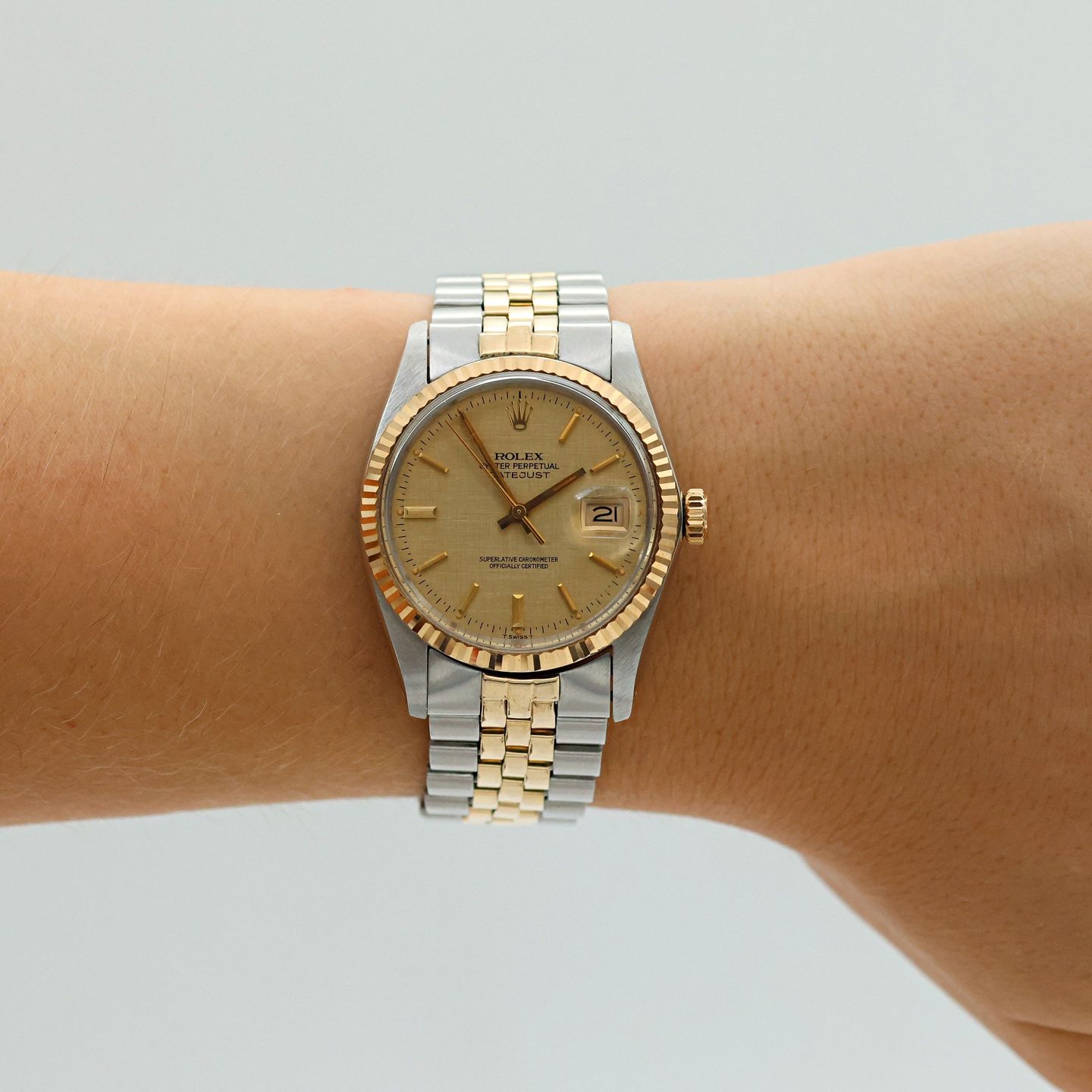Rolex Datejust 36 16013 (Unknown (random serial)) - Champagne dial 36 mm Gold/Steel case (8/8)