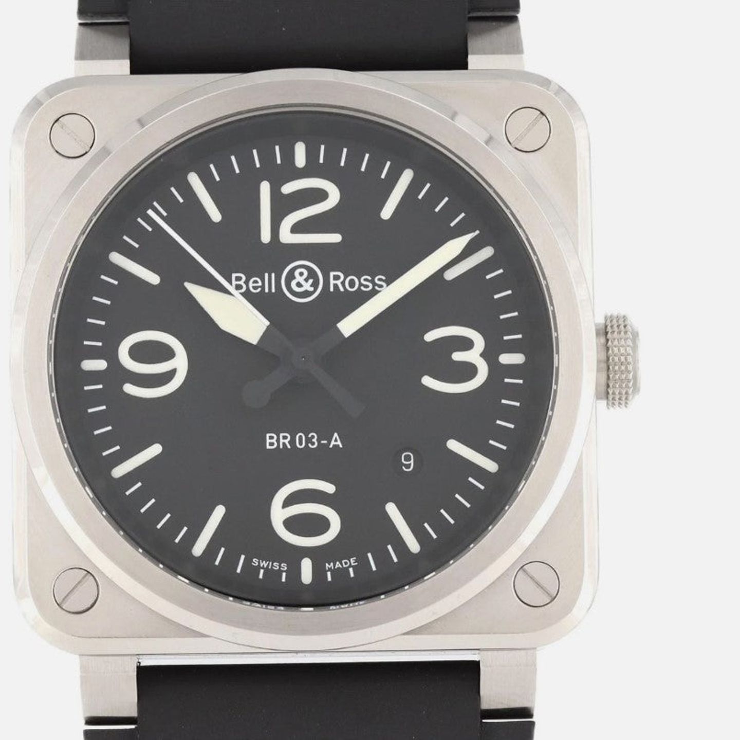 Bell & Ross BR 03 BR03A-D-BL-ST/SRB (2025) - Zwart wijzerplaat 42mm Staal (1/1)