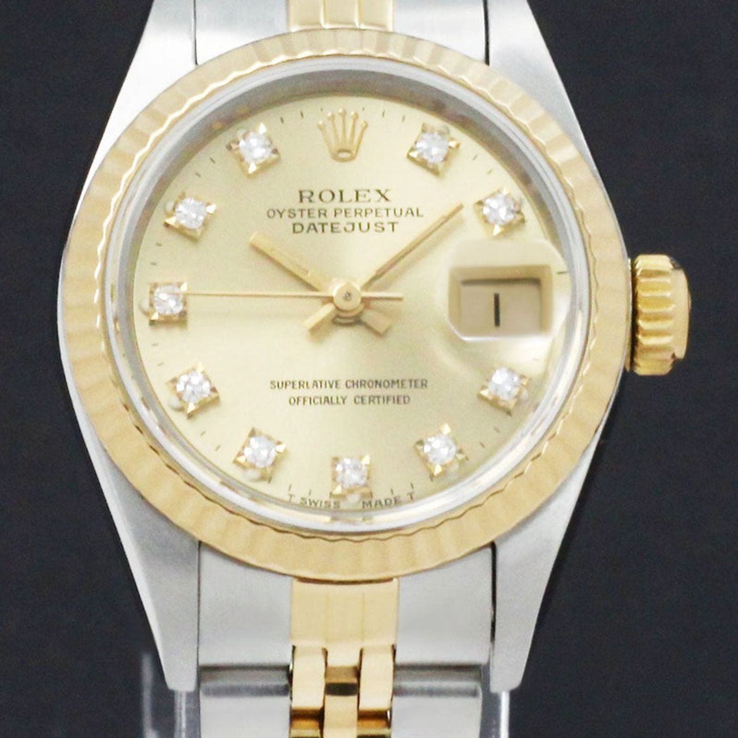 Rolex Lady-Datejust 69173 (1989) - Gold dial 26 mm Gold/Steel case (1/7)
