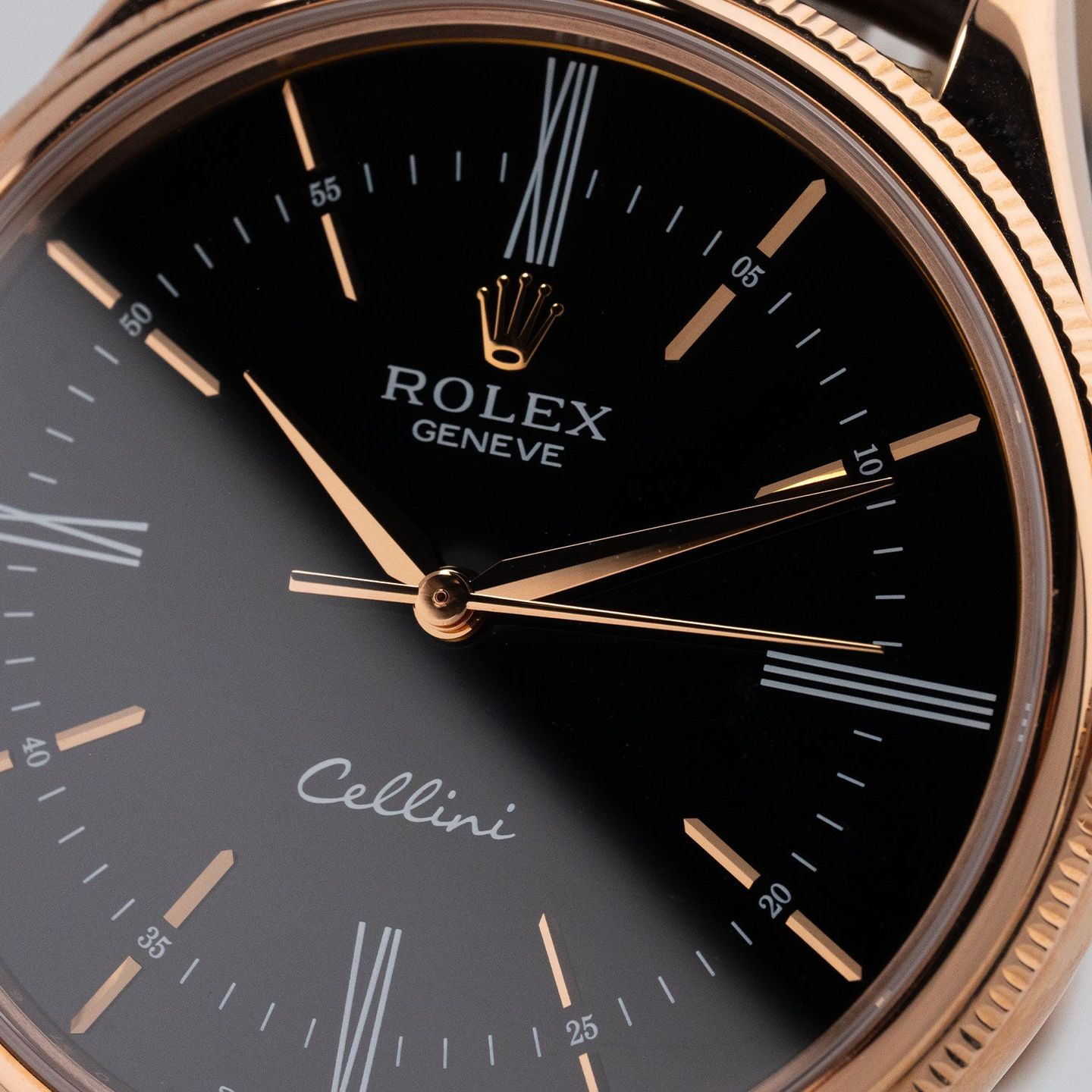 Rolex Cellini Time 50505 (2017) - Black dial 39 mm Rose Gold case (4/8)
