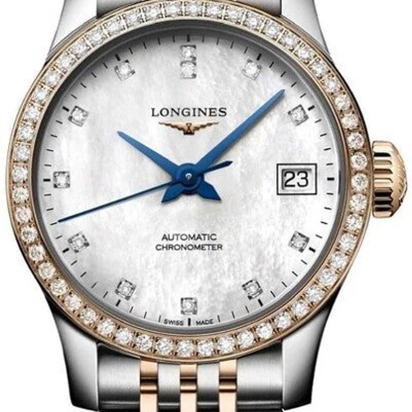 Longines Record L2.320.5.89.7 (2026) - Pearl dial 26 mm Gold/Steel case (1/1)