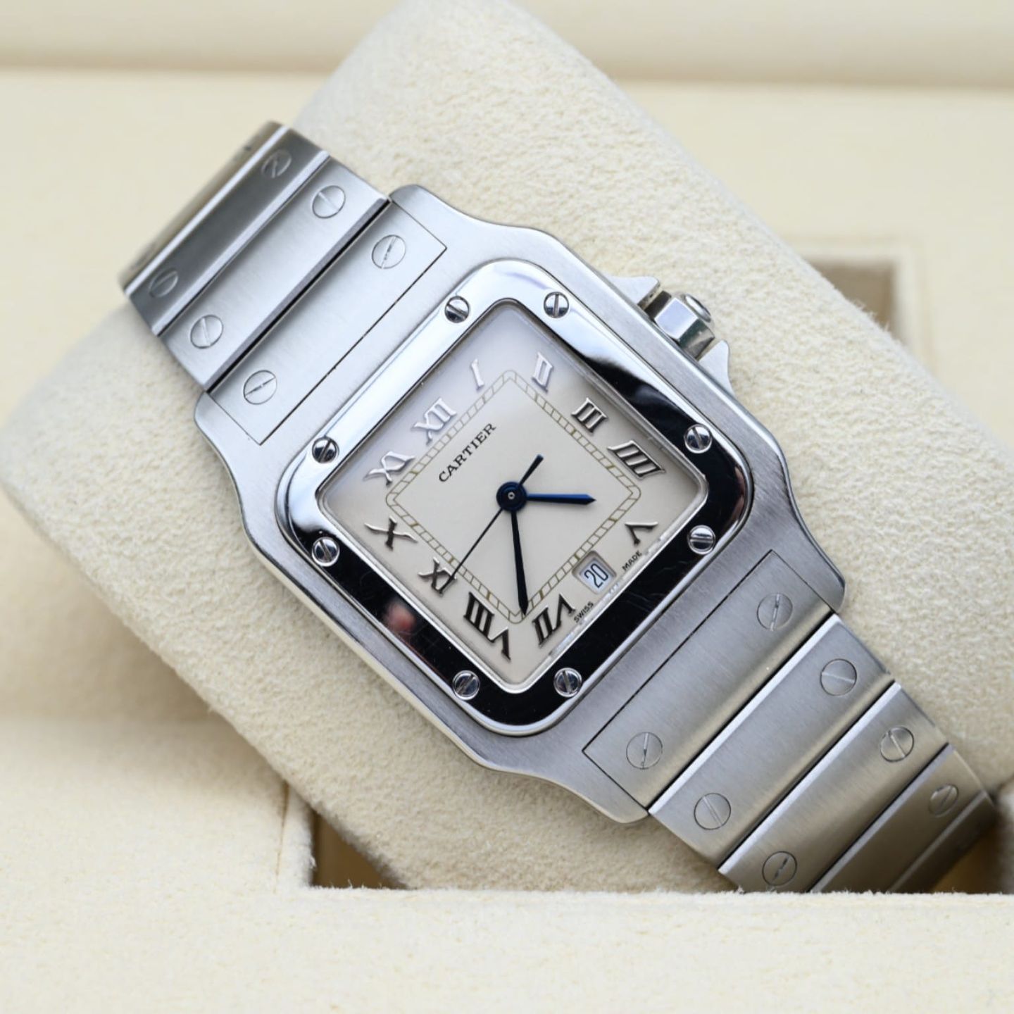 Cartier Santos Galbée 987901 (Unknown (random serial)) - Beige dial 29 mm Steel case (1/8)