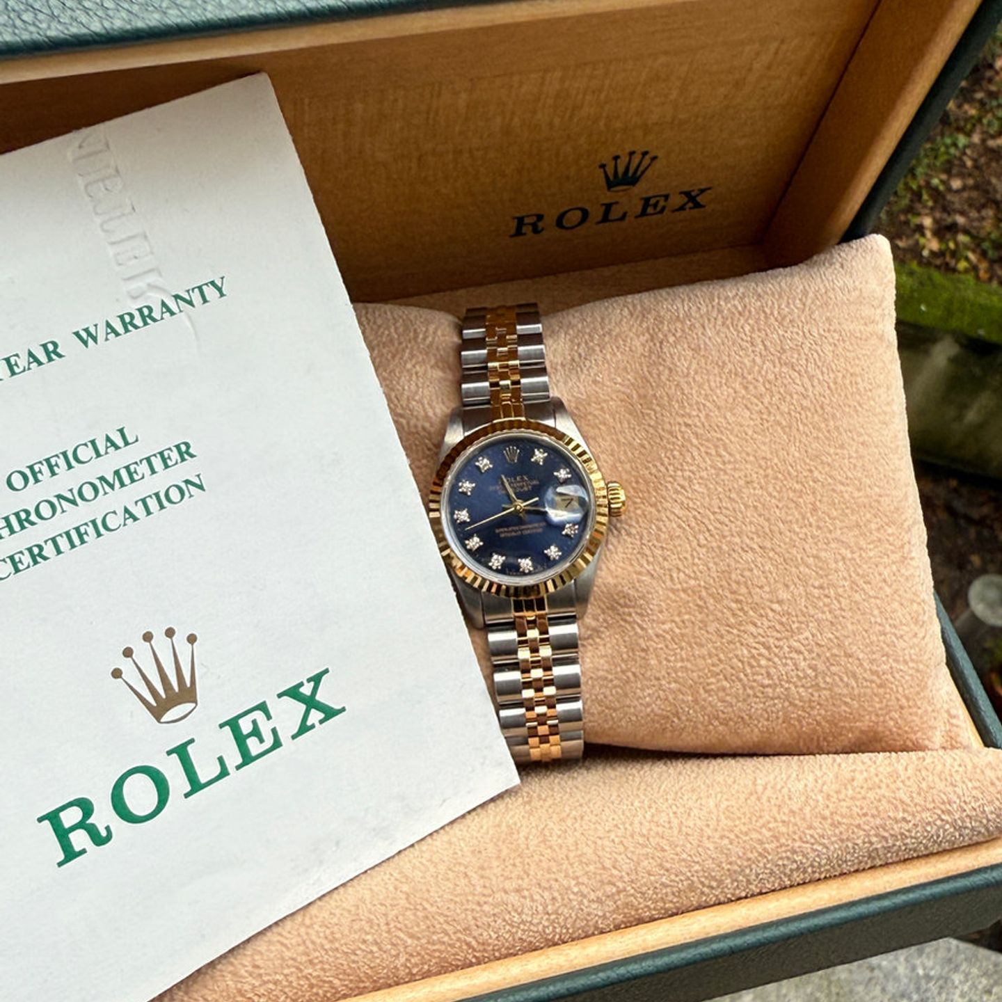 Rolex Lady-Datejust 69173 (1991) - Blue dial 26 mm Gold/Steel case (1/8)