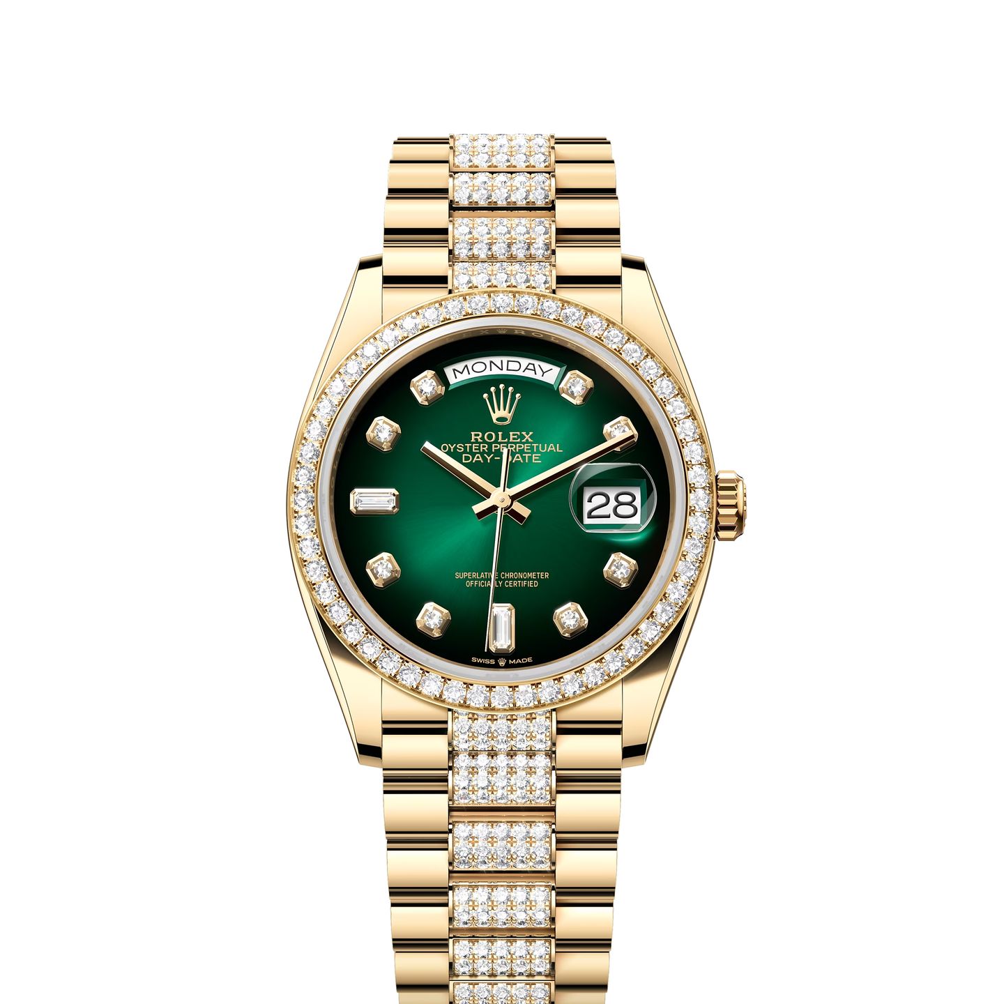 Rolex Day-Date 36 128348RBR (2024) - Groen wijzerplaat 36mm Geelgoud (1/1)