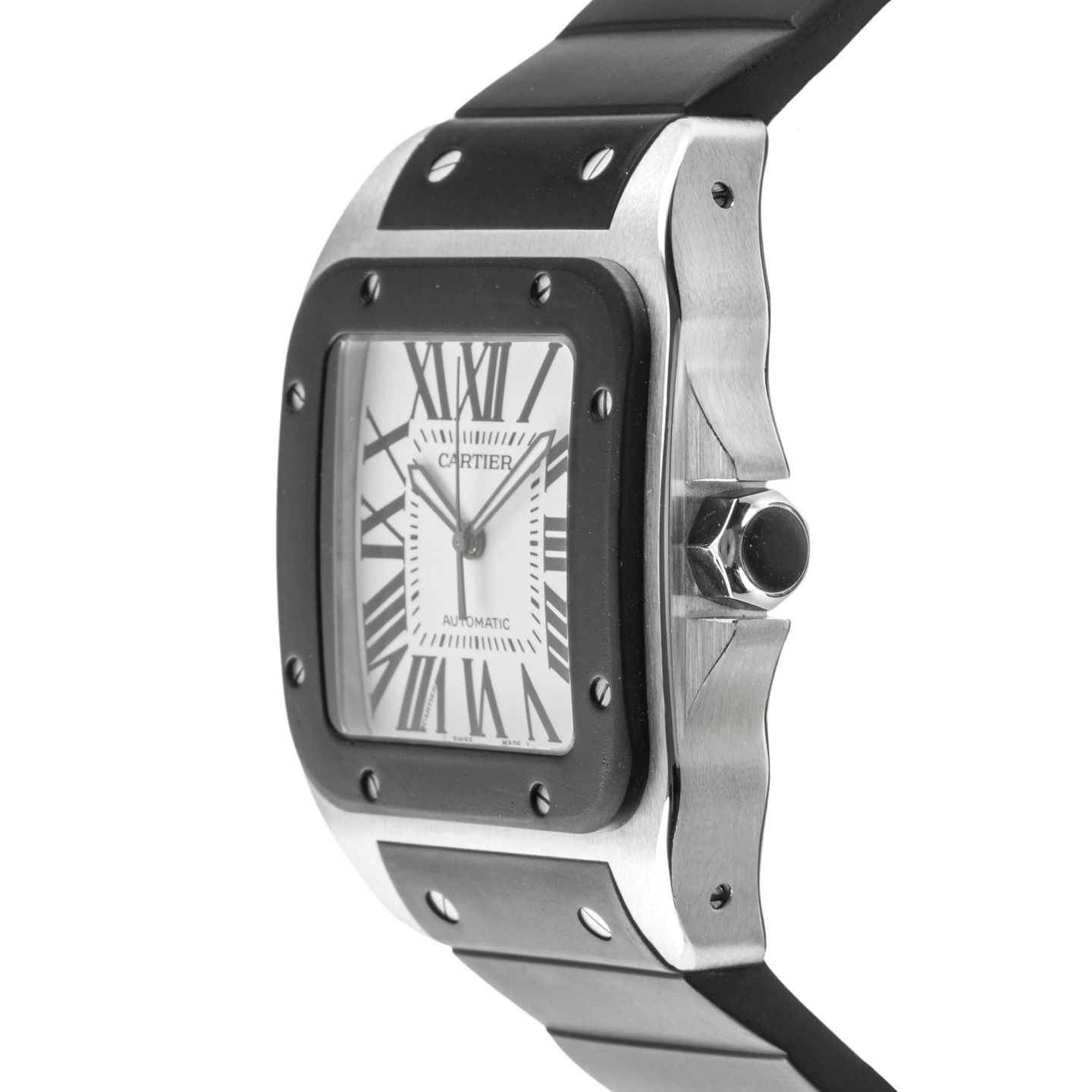 Cartier Santos 100 W20121U2 (Onbekend (willekeurig serienummer)) - Zilver wijzerplaat 38mm Staal (7/8)