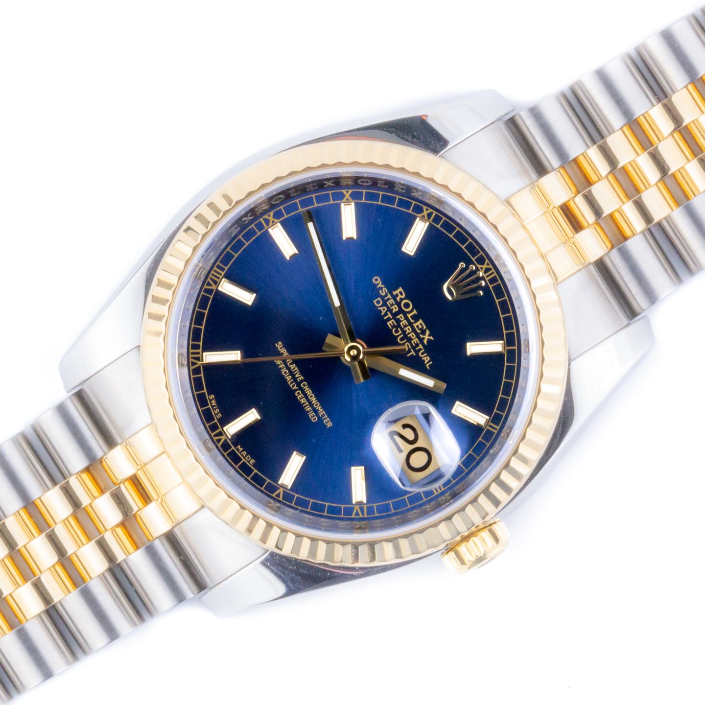 Rolex Datejust 36 116233 (2009) - Blue dial 36 mm Gold/Steel case (1/8)