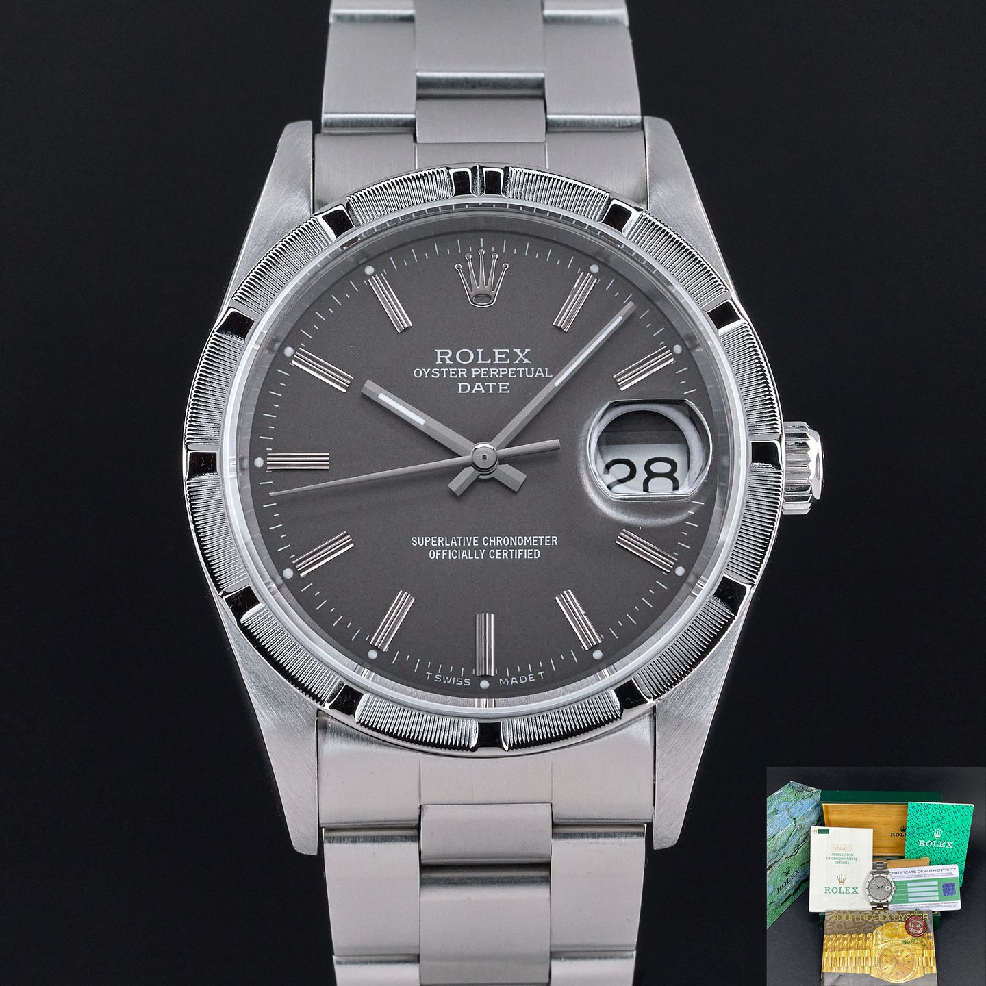 Rolex Oyster Perpetual Date 15210 (1993) - Grey dial 34 mm Steel case (1/7)