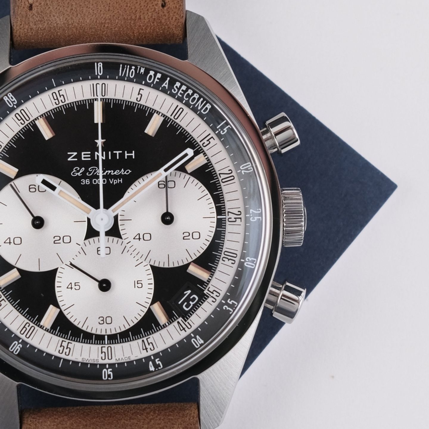 Zenith El Primero Chronomaster 03.3200.3600/21.C903 (2023) - Zwart wijzerplaat 38mm Staal (3/8)