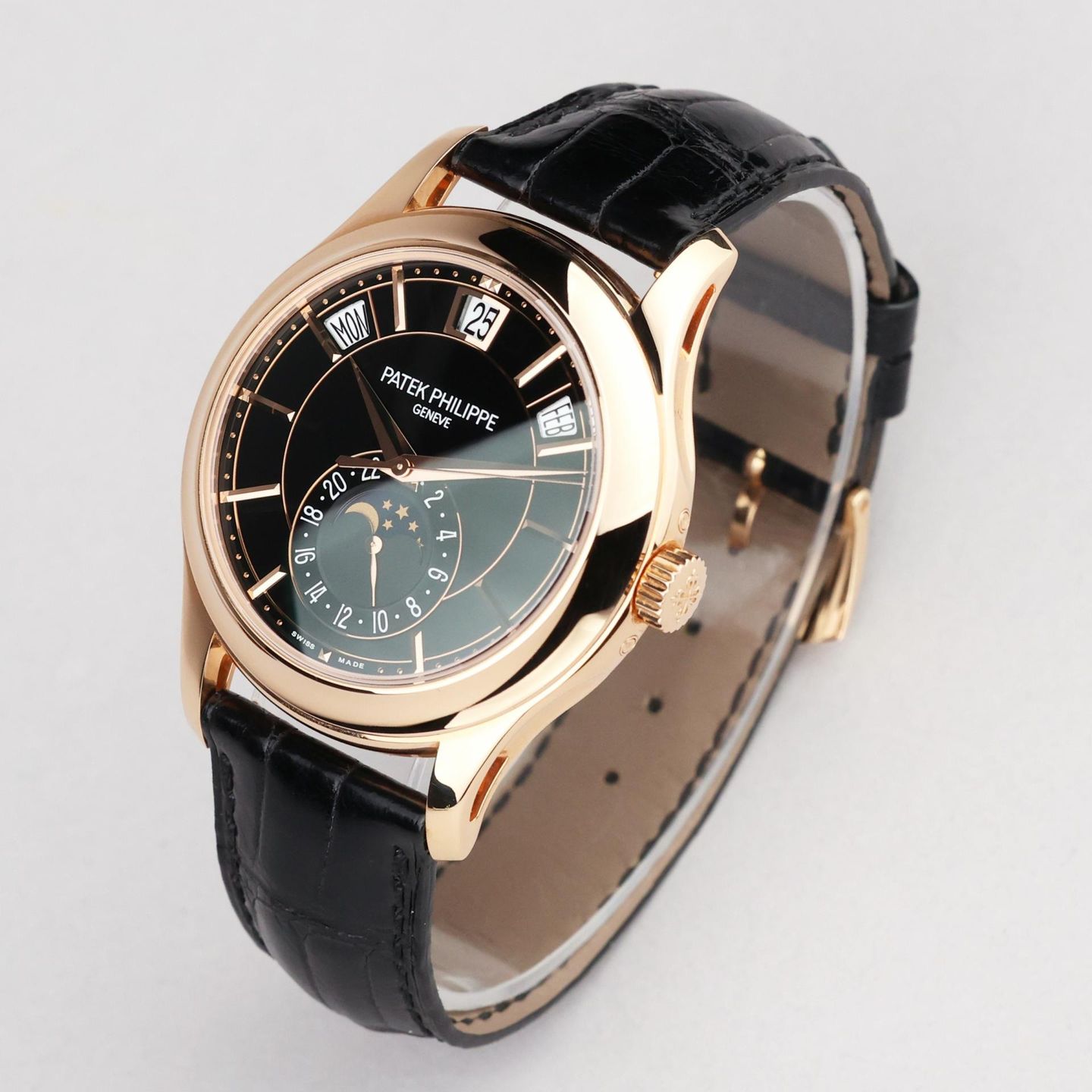 Patek Philippe Annual Calendar 5205R (2016) - Zwart wijzerplaat 41mm Roségoud (3/8)