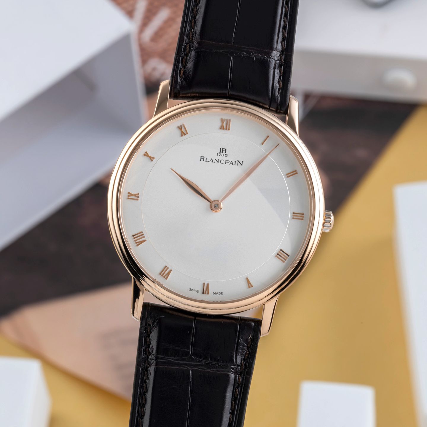 Blancpain Villeret Ultra-Slim 4053-3642-55 (2009) - Zilver wijzerplaat 41mm Roségoud (3/8)