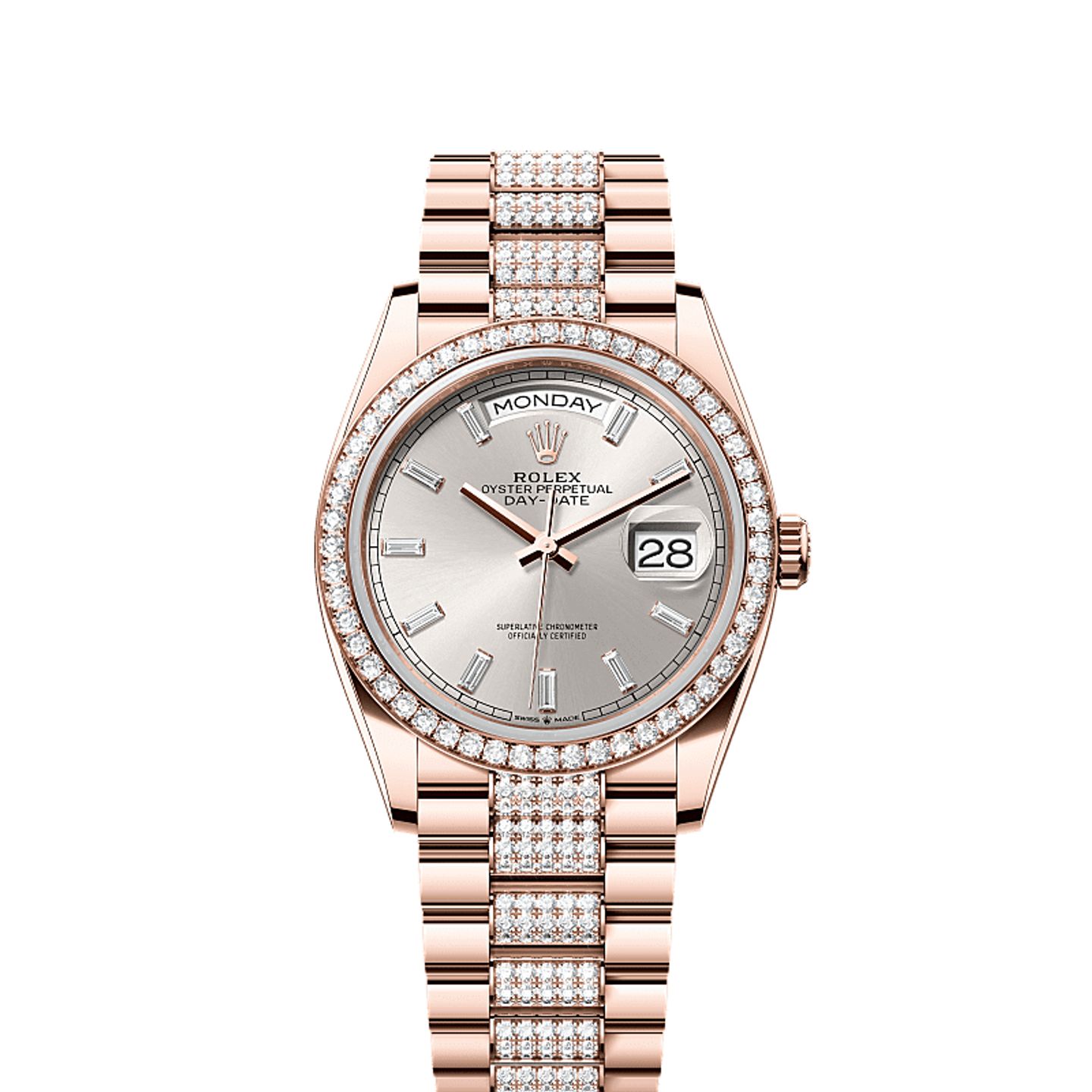 Rolex Day-Date 36 128345RBR (2025) - Zilver wijzerplaat 36mm Roségoud (1/1)