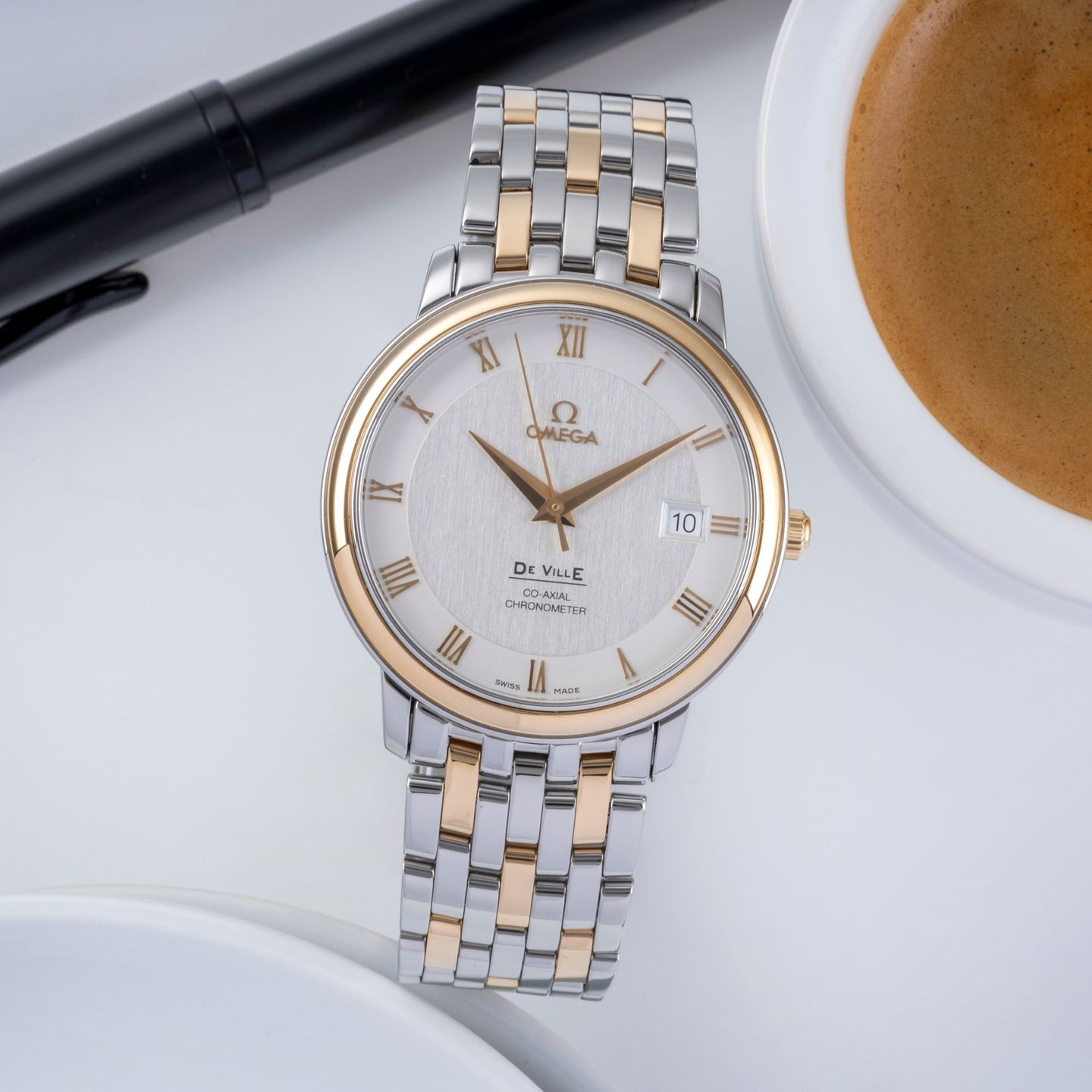 Omega De Ville Prestige 4374.31.00 (Unknown (random serial)) - Silver dial 37 mm Gold/Steel case (1/8)