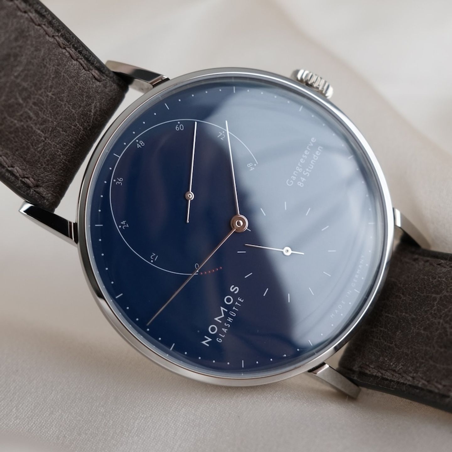 NOMOS Lambda 960.S3 (2020) - Blue dial 41 mm White Gold case (4/8)