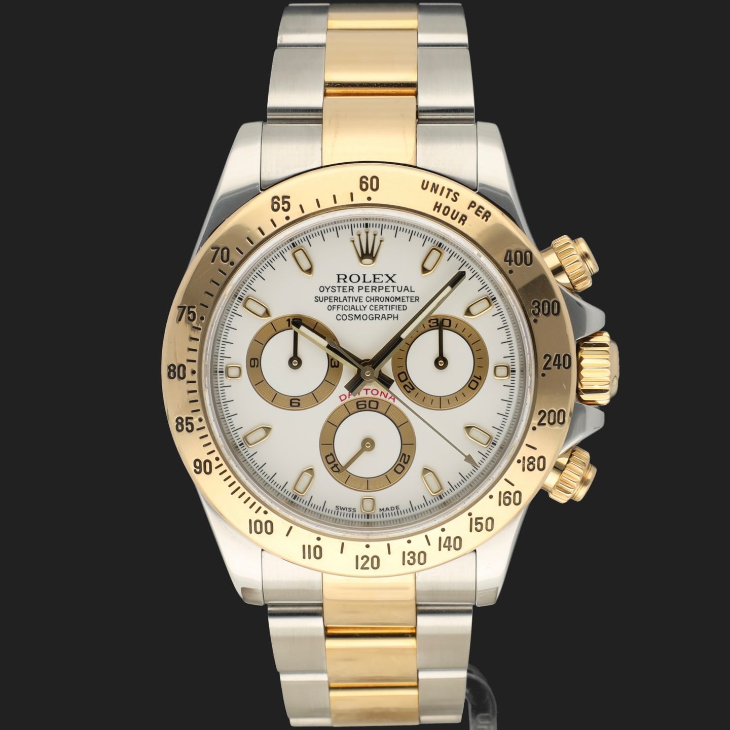 Rolex Daytona 116523 (2005) - Wit wijzerplaat 40mm Goud/Staal (3/8)