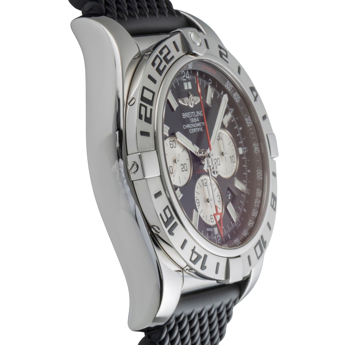 Breitling Chronomat GMT AB0413B9/BD17 (Unknown (random serial)) - Black dial 47 mm Steel case (7/8)