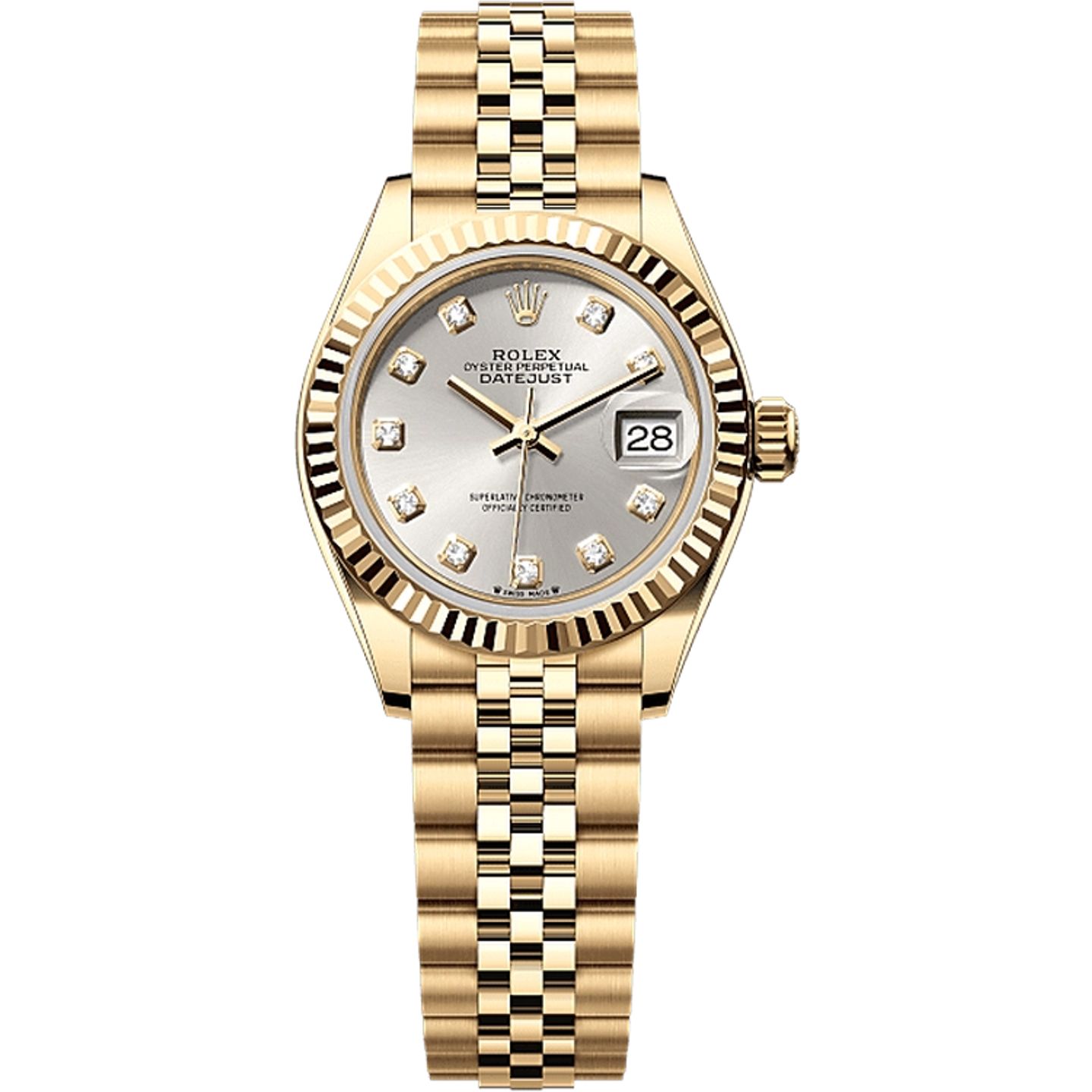 Rolex Lady-Datejust 279178 (2025) - Zilver wijzerplaat 28mm Geelgoud (1/1)