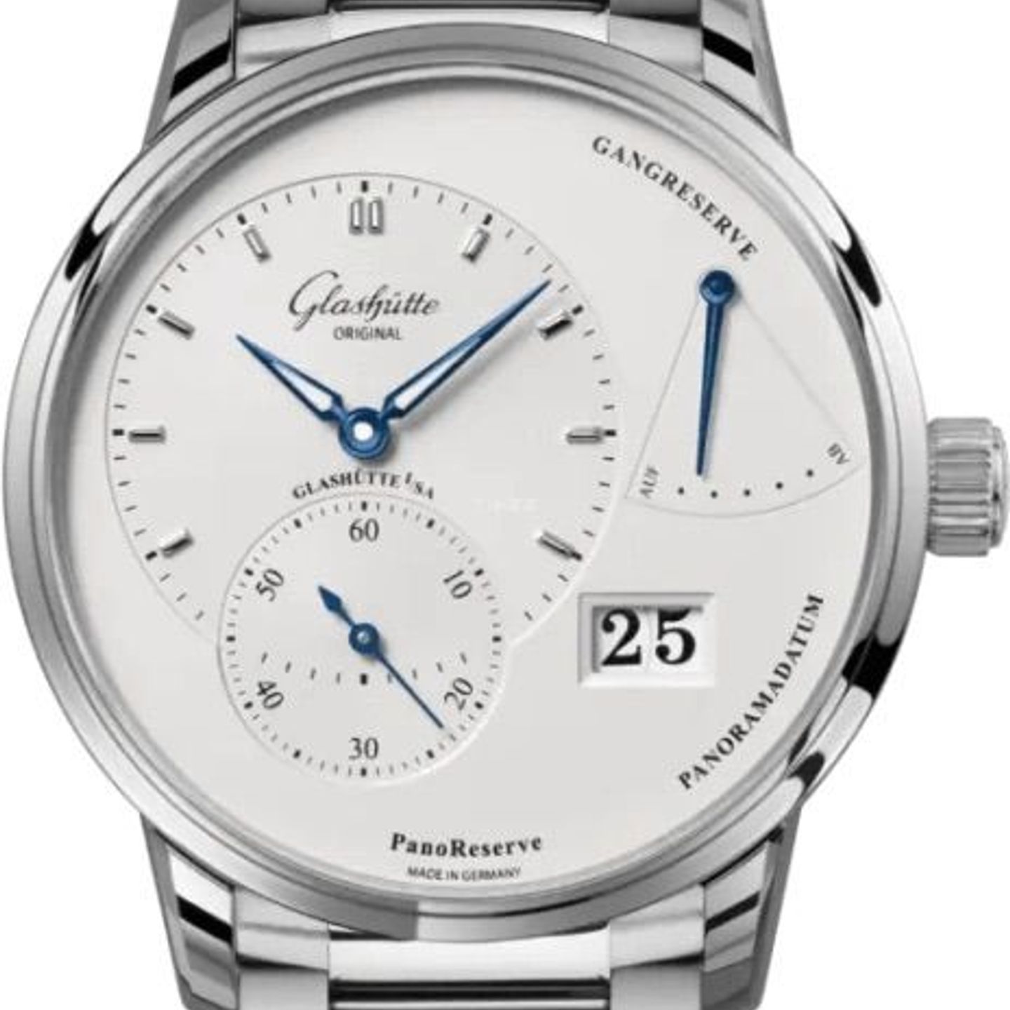 Glashütte Original PanoReserve 1-65-01-22-12-71 (2024) - Zilver wijzerplaat 40mm Staal (1/8)