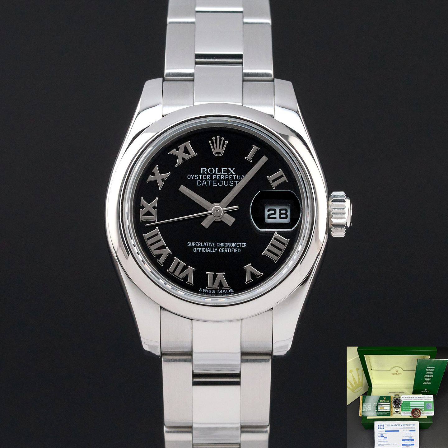 Rolex Lady-Datejust 179160 (2010) - Zwart wijzerplaat 26mm Staal (1/8)