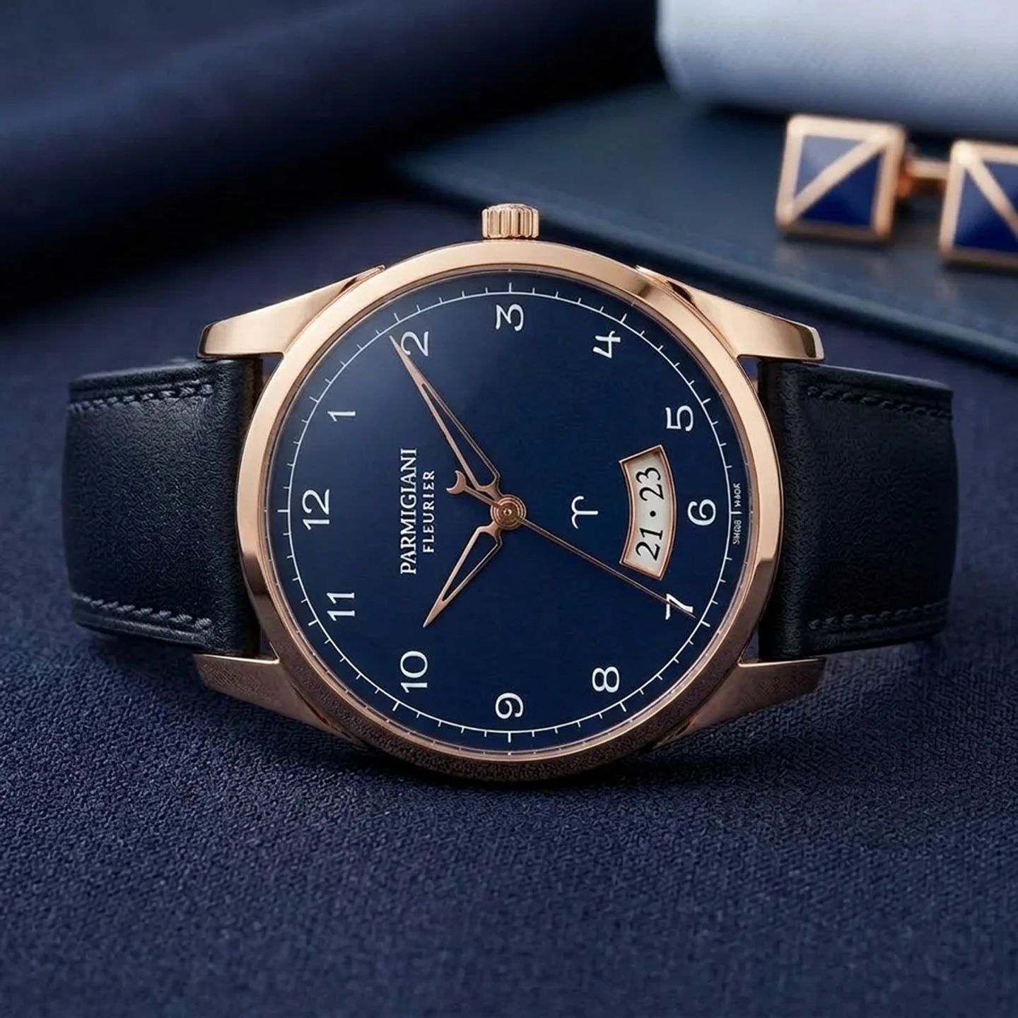 Parmigiani Fleurier Tonda PFS222-1000601-HA3131 (2020) - Blue dial 39 mm Rose Gold case (3/7)