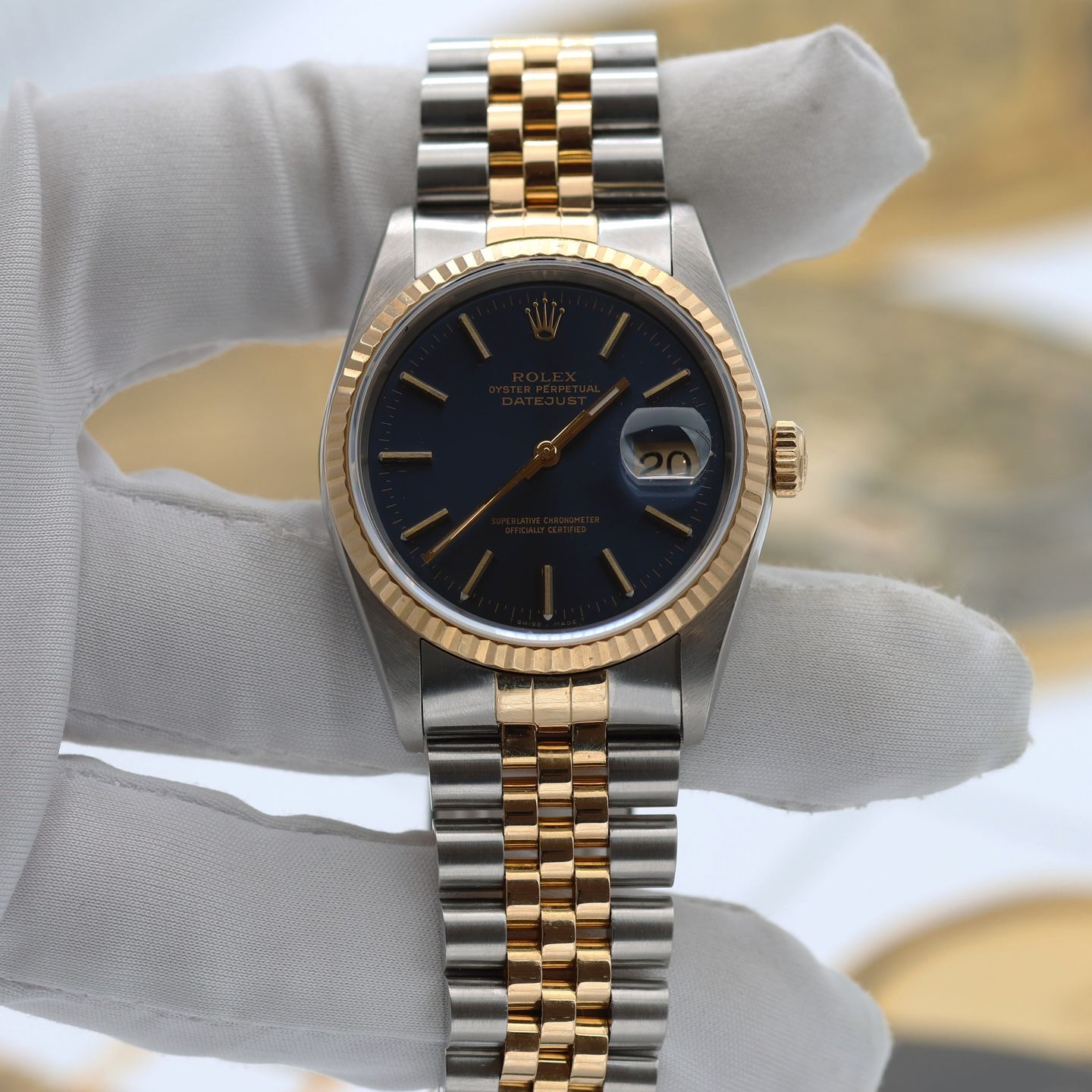 Rolex Datejust 36 16233 (Unknown (random serial)) - Blue dial 36 mm Gold/Steel case (4/8)