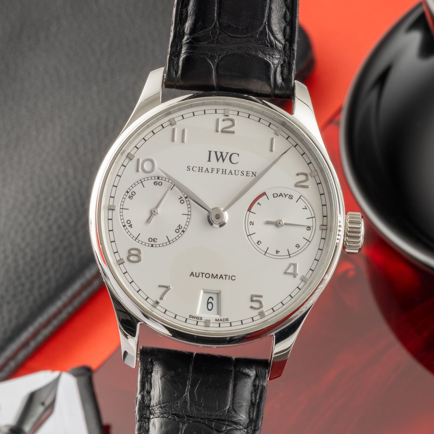 IWC Portuguese Automatic IW500104 (Onbekend (willekeurig serienummer)) - Zilver wijzerplaat 42mm Platina (3/8)