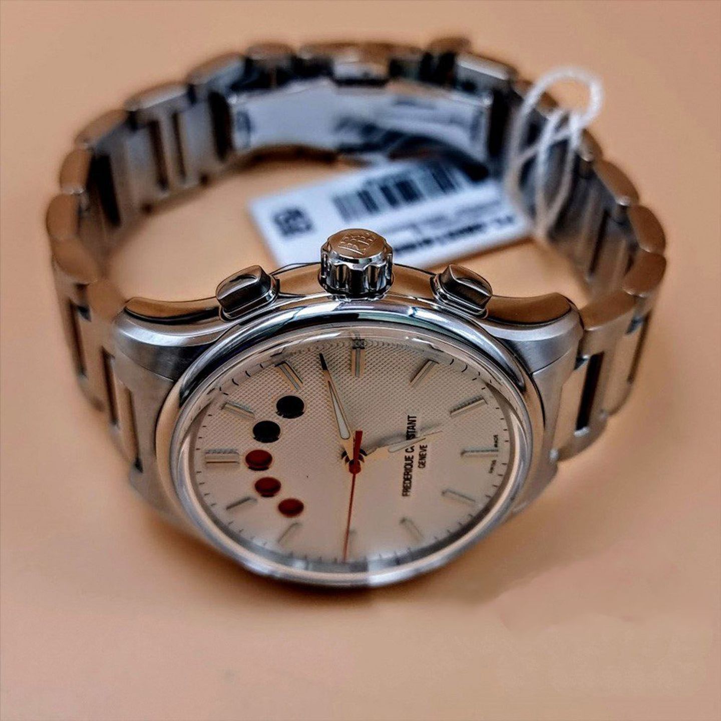 Frederique Constant Yacht Timer GMT FC-380ST4H6B (2025) - Wit wijzerplaat 42mm Staal (5/8)