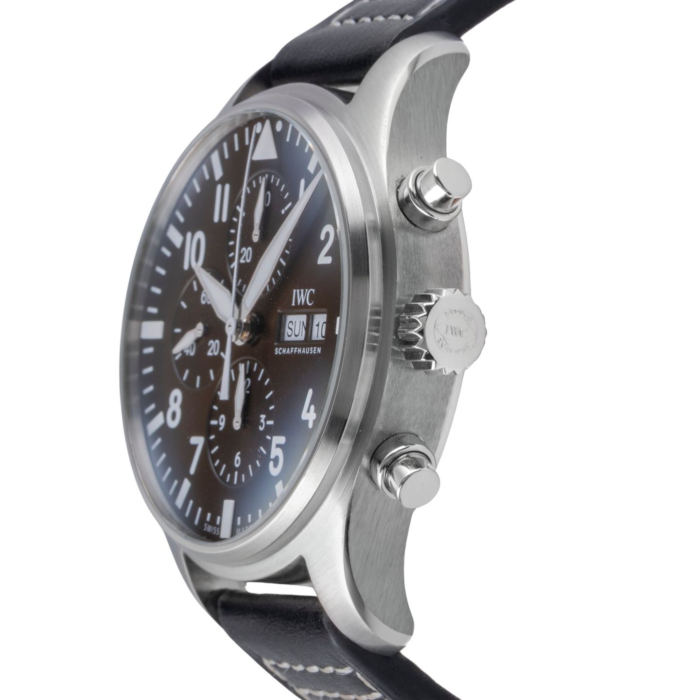 IWC Pilot Chronograph IW377713 (Onbekend (willekeurig serienummer)) - Bruin wijzerplaat 43mm Staal (6/8)