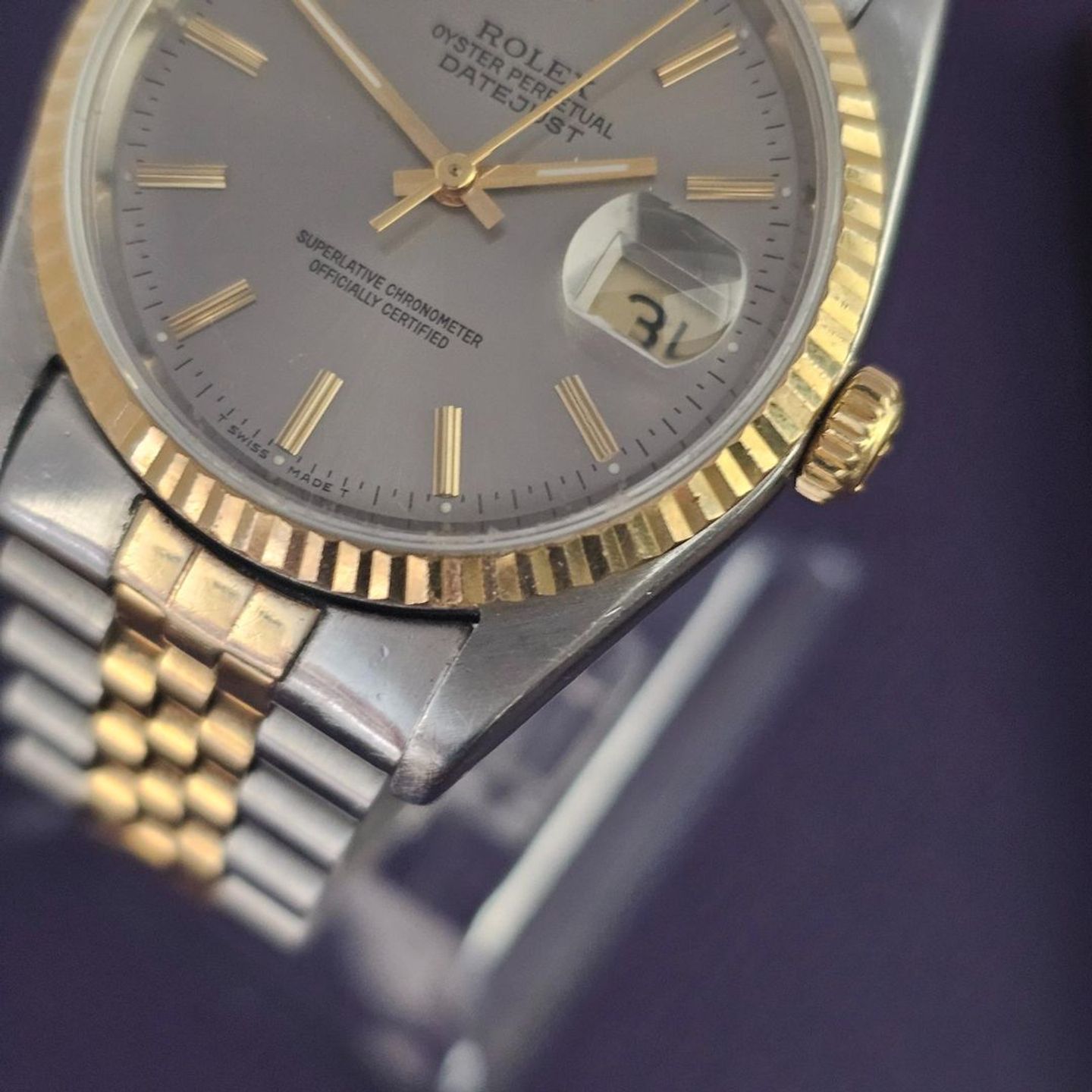 Rolex Datejust 36 16233 (1989) - Silver dial 36 mm Gold/Steel case (3/4)
